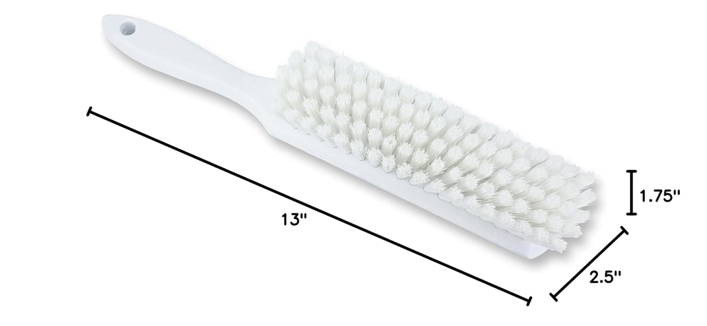 SPARTA Handheld Soft Counter Brush 8 Inch Bristle Span, Multi-Use Dust Brush with 5 Inch Handle for Tables, Countertops, and Delicate Surfaces, Polyester, White