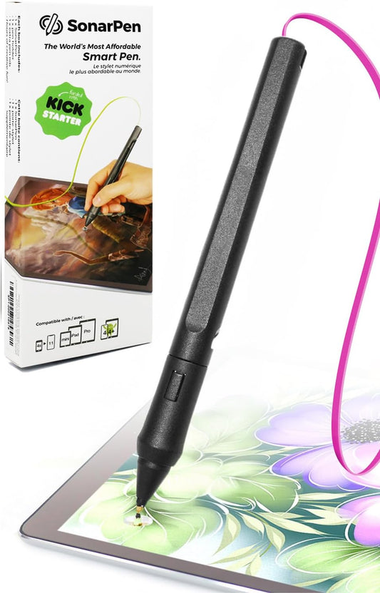 SonarPen: Pressure Sensitive Stylus Pen, with Palm Rejection and Shortcut Button. Battery-Less. Compatible with Apple iPad/iPhone/Android/Switch/Chromebook (Fuchsia)