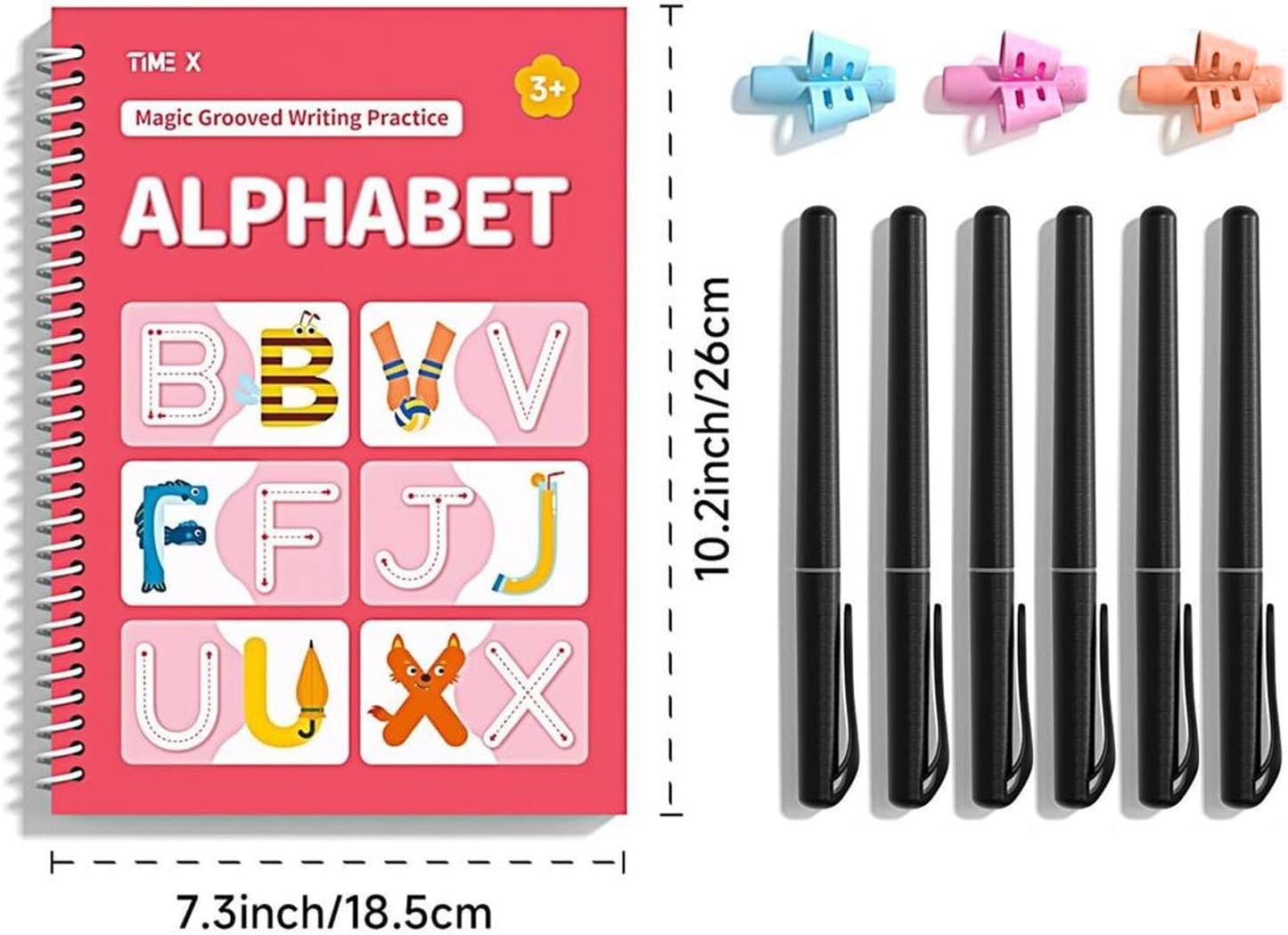 TIME X Magic Grooved Writing Practice Books, Reusable Handwriting Practice Books, Groove Workbooks, Handwriting Practice for Kids 3 +, Large Writing Practice Books (Practice 6-Books)