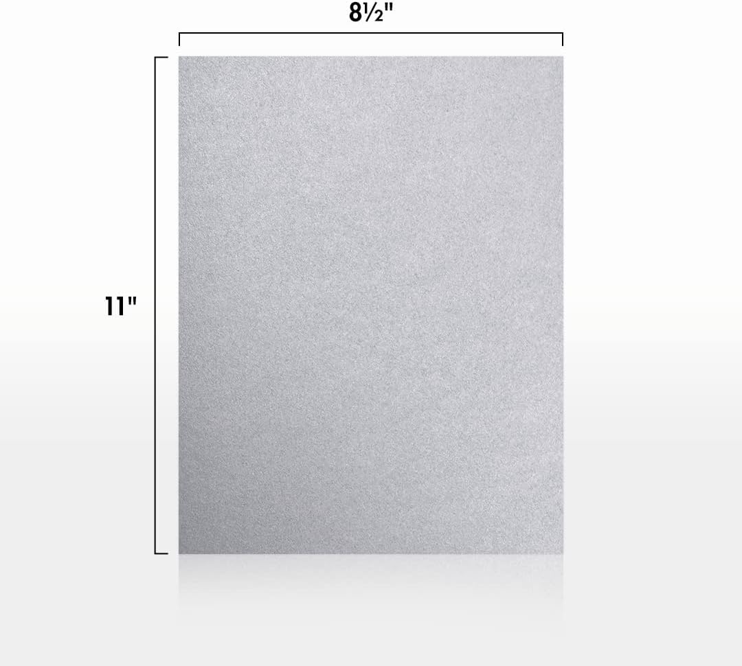 LUXPaper 8.5" x 11" Paper | Letter Size | Silver Metallic | 80lb. Text | 50 Qty