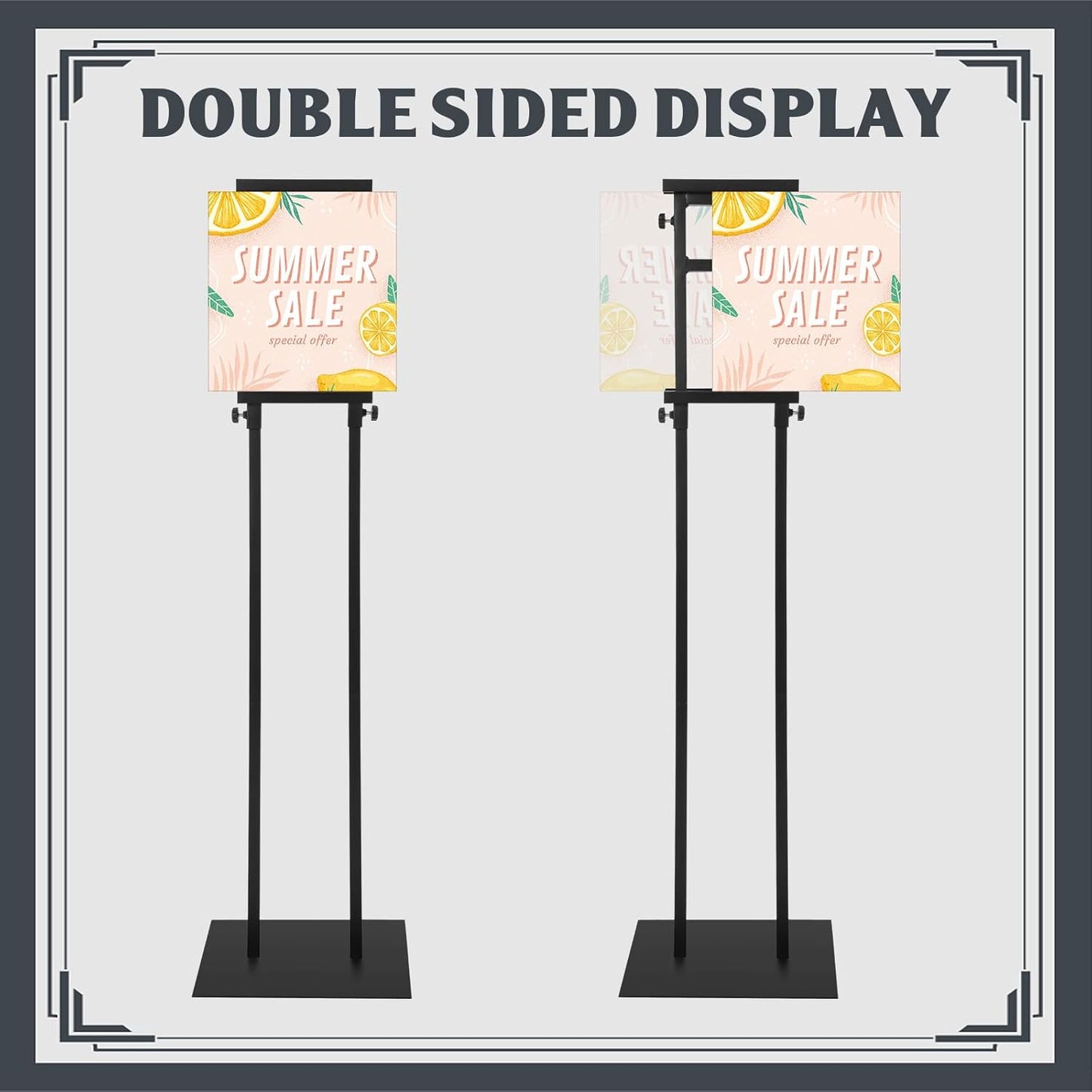 Honoson 5 Pcs Poster Stand for Display Heavy Duty Sign Holder 74.8 Inches Adjustable Poster Board Double Side Banner Stand with Base for Indoor Outdoor Board Foam Display