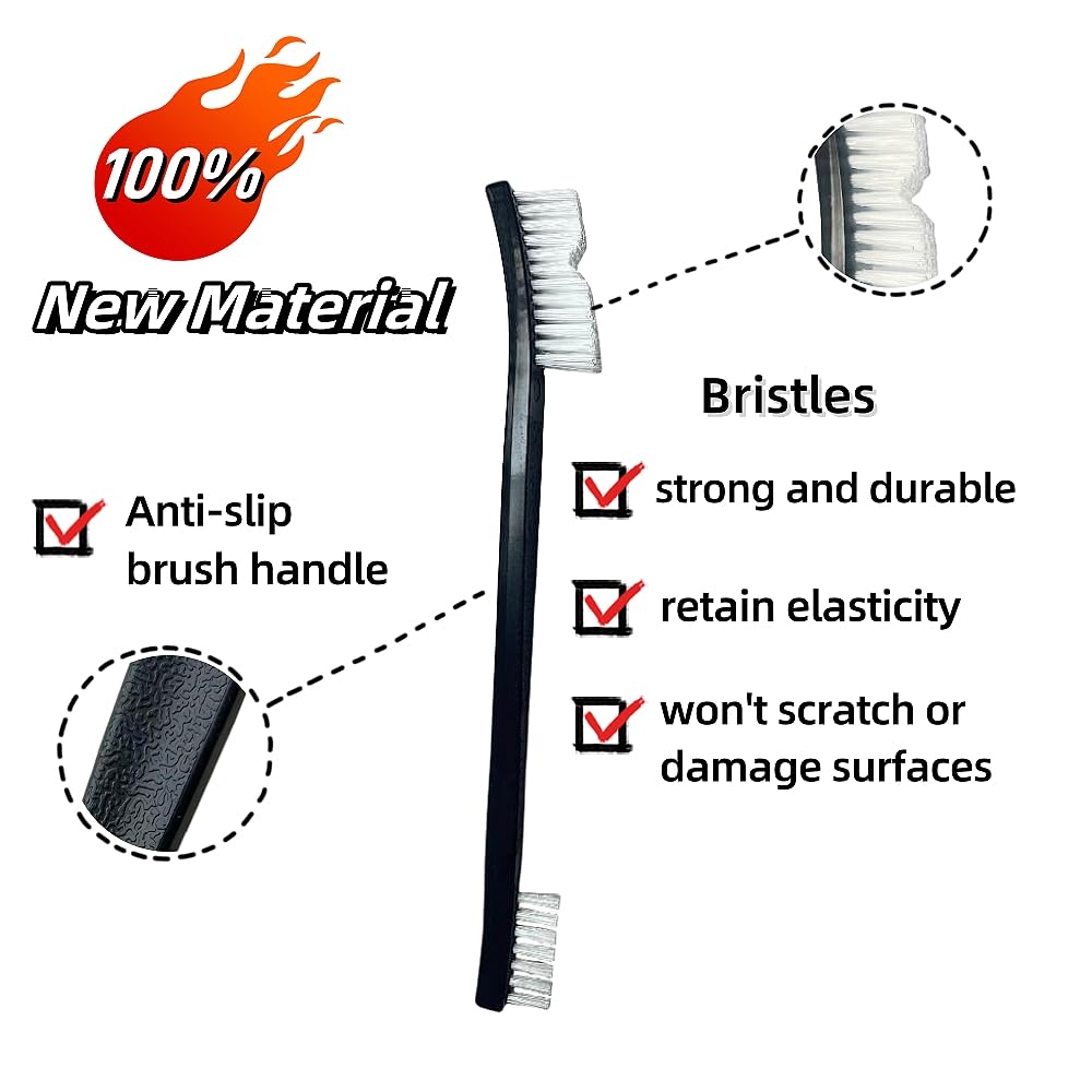 6-Pack Small Wire Brush Pro Kit: Nylon Bristles for Engines, Jewelry & Household Scrubbing – Chemical-Resistant & Heat-Resistant - Tackle Motorcycle Chains, Sinks & Sneakers, Gun Cleaning Brushes