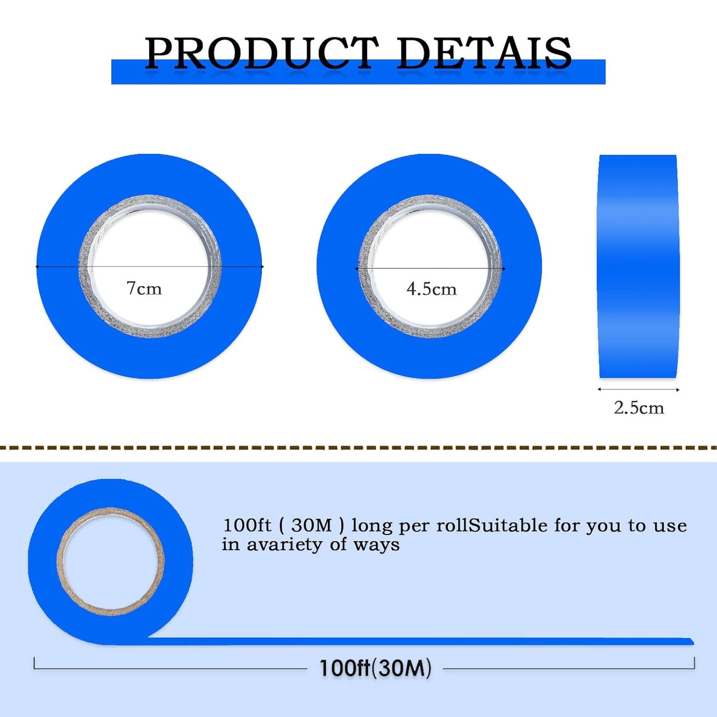 6 Pack Dark Blue Flagging Tape - Non-Adhesive Plastic Ribbon Neon Tape, 1inch*600ft, Tree Marking, Hunting, Boundaries and Hazardous Areas, Trail Marking