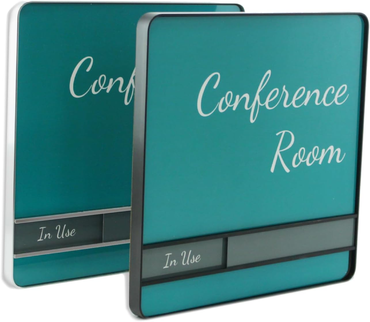 NapTags Conference Room Slider Signs (Bahama Blue - Black Frame, 6" x 6")