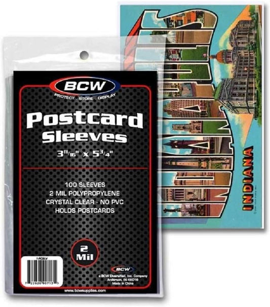 BCW Postcard Sleeves | 100 Clear Sleeves | Acid-Free Polypropylene | Protect Standard Size Postcards, Photos, and Trading Cards