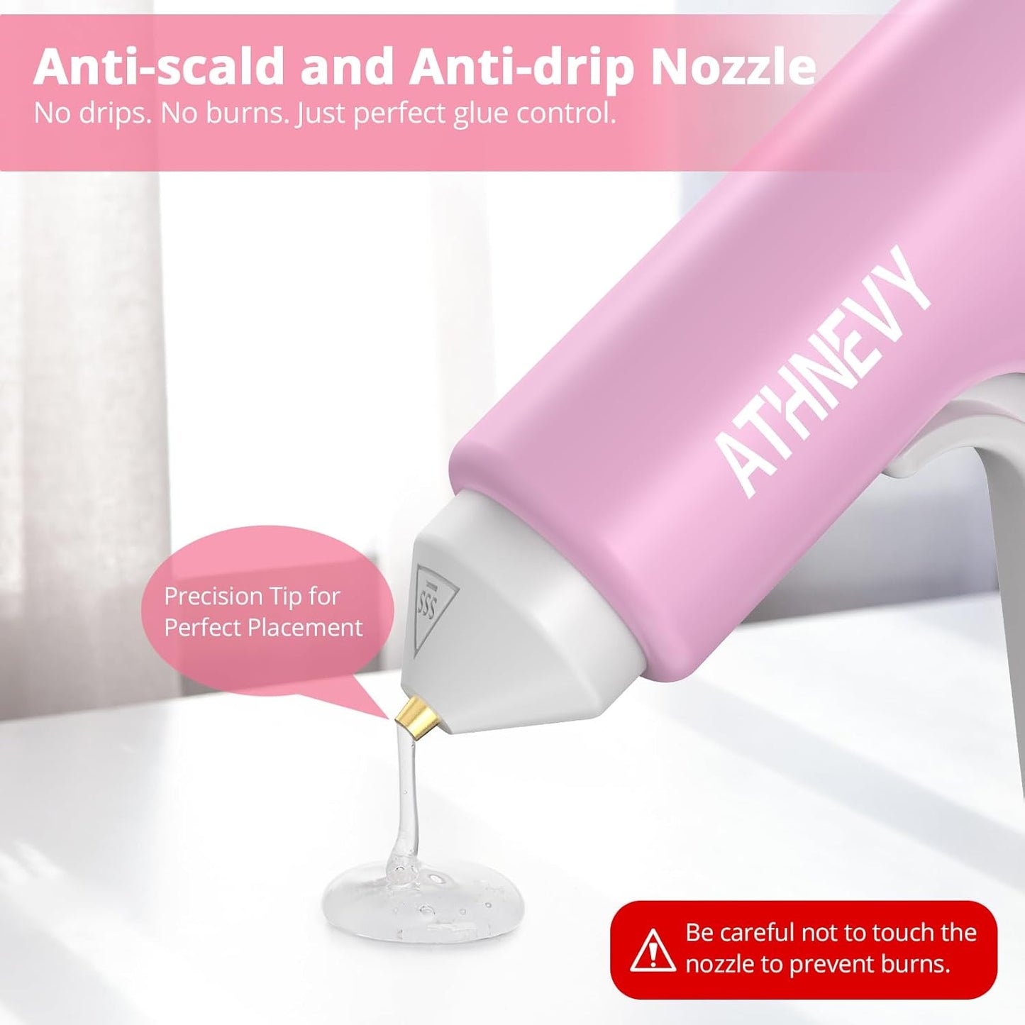 Cordless Hot Glue Gun 4V 20W, 10s Fast Preheat, 30PCS Mini Glue Sticks 7x100mm, Type-C Rechargeable, Anti-Drip, Auto-Off, for DIY Crafts, Repair, Decoration (Pink)