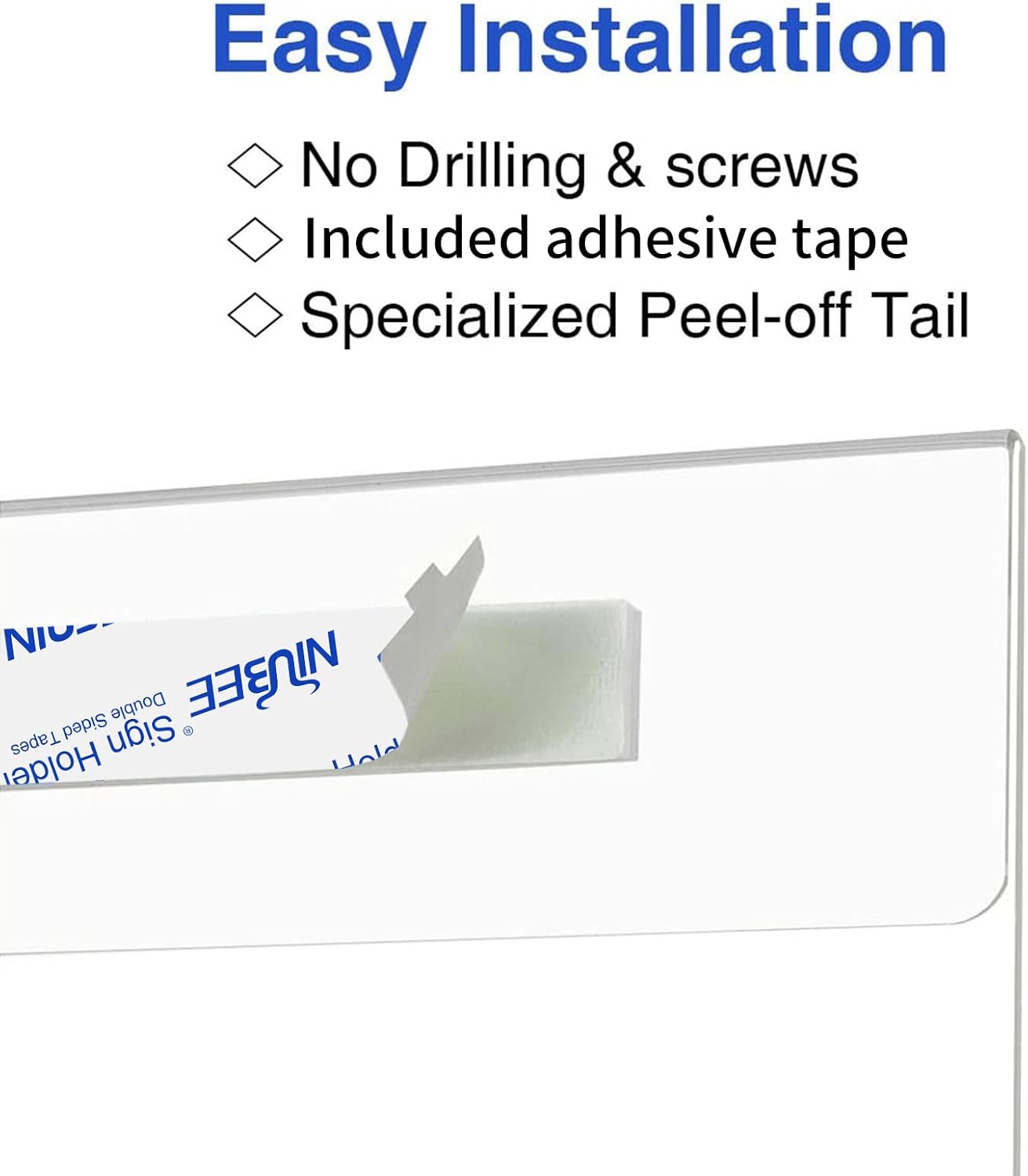 Niubee 6 Pack Acrylic Sign Holder 11 x 17 inches Wall Mount Sign Holders Clear Acrylic Frame with Double Sided Tape Clear Poster Frames Plastic Sign Holder for Office, Home, Restaurant, Vertical