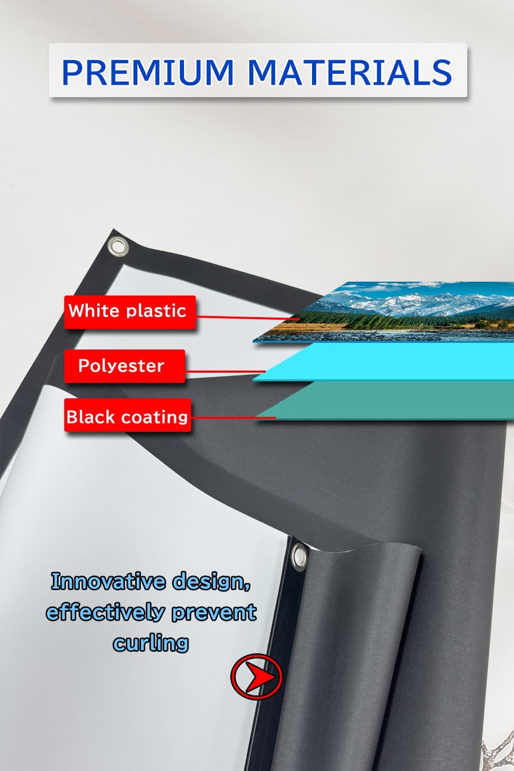 Projector Screen with Stand Outdoor 100 inch 4K HD 1.5-Gain Wrinkle-Resistant Movie Screen, 160° Viewing Angle, Projection Screen for Movie Night and Indoor 【100in】