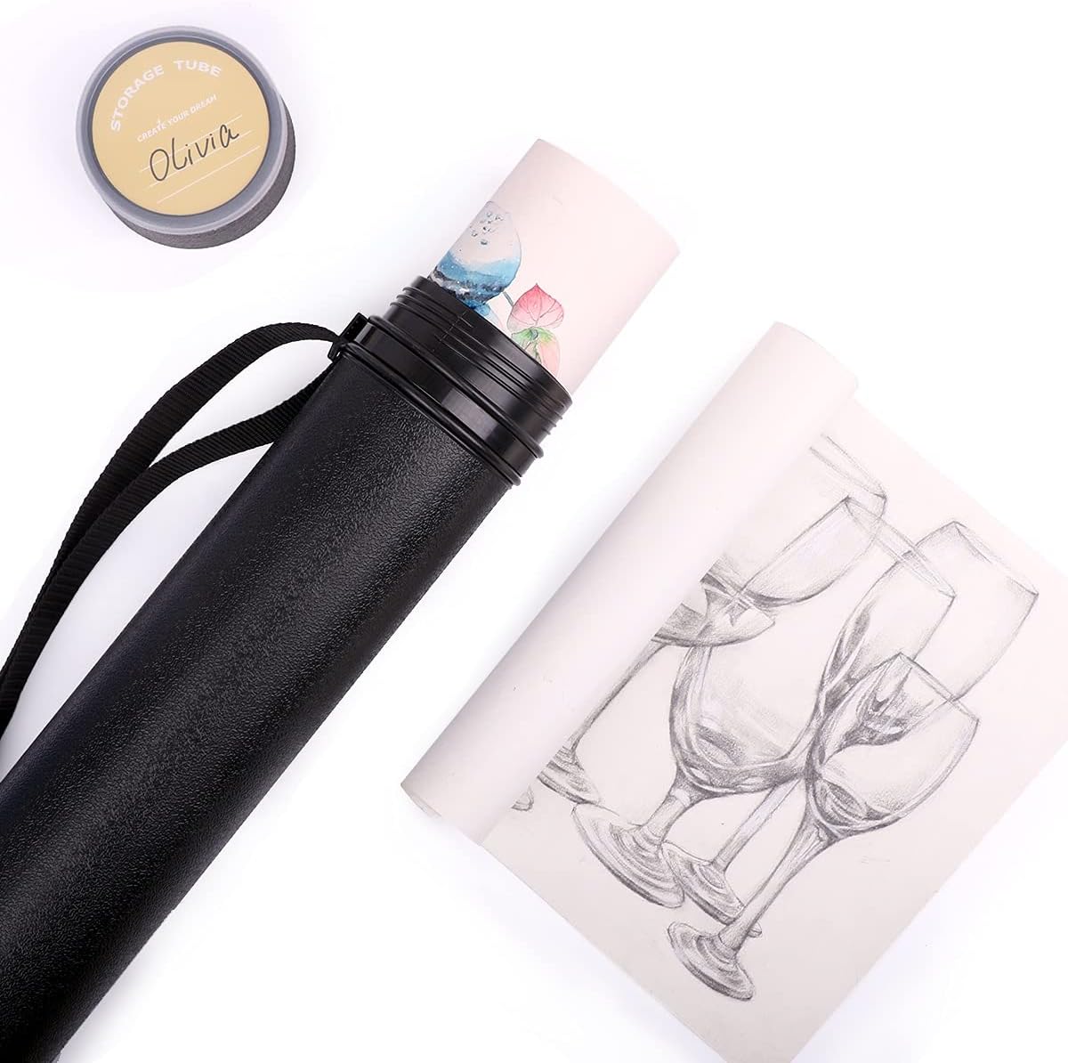 TRANSON 2-pack Durable Poster Storage Tube with Straps 24"-40" Extendable for Blueprints, Artwork, Maps, Posters