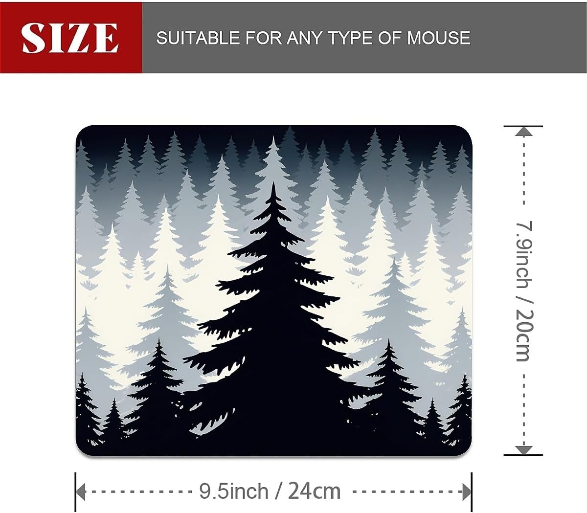 Square Mouse Pad Misty Forest, Personalized Premium-Textured Custom Mouse Mat Design, Washable Mousepad Cloth, Non-Slip Rubber Base Computer Mouse Pads for Wireless Mouse