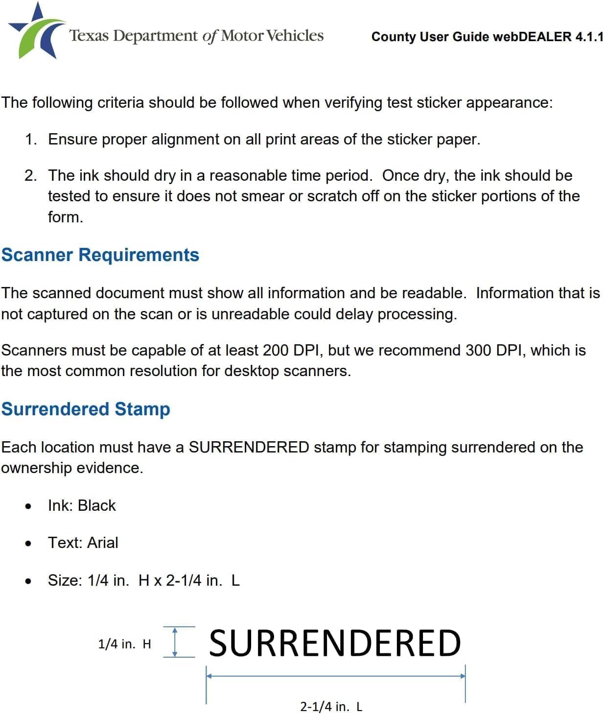 Surrendered Self Inking Stamp - TxDMV Compliant - Required for webDEALER Program - Professional Self-Inking Stamp