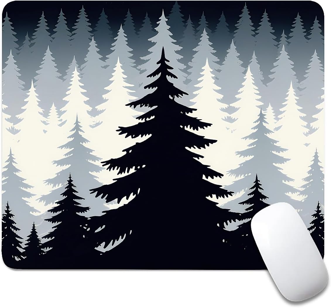 Square Mouse Pad Misty Forest, Personalized Premium-Textured Custom Mouse Mat Design, Washable Mousepad Cloth, Non-Slip Rubber Base Computer Mouse Pads for Wireless Mouse