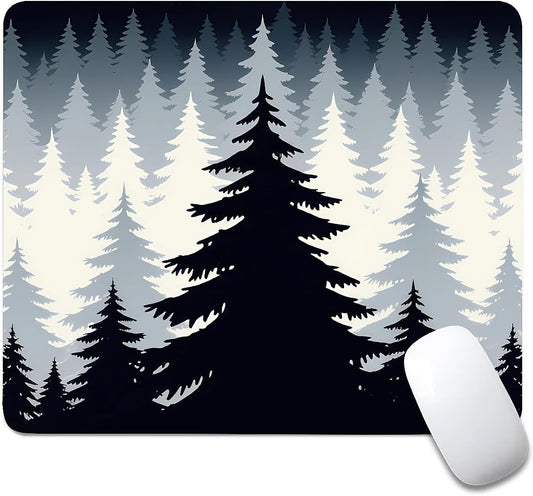 Square Mouse Pad Misty Forest, Personalized Premium-Textured Custom Mouse Mat Design, Washable Mousepad Cloth, Non-Slip Rubber Base Computer Mouse Pads for Wireless Mouse
