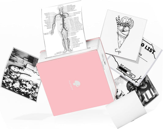 Phomemo Mini Sticker Printer- Mini Printer Sticker Maker Machine M02, Print Pods Suitable for Creative DIY, Diaries, Photos, Study Notes, Portable Thermal Inkless Label Maker for Home/Travel, Pink