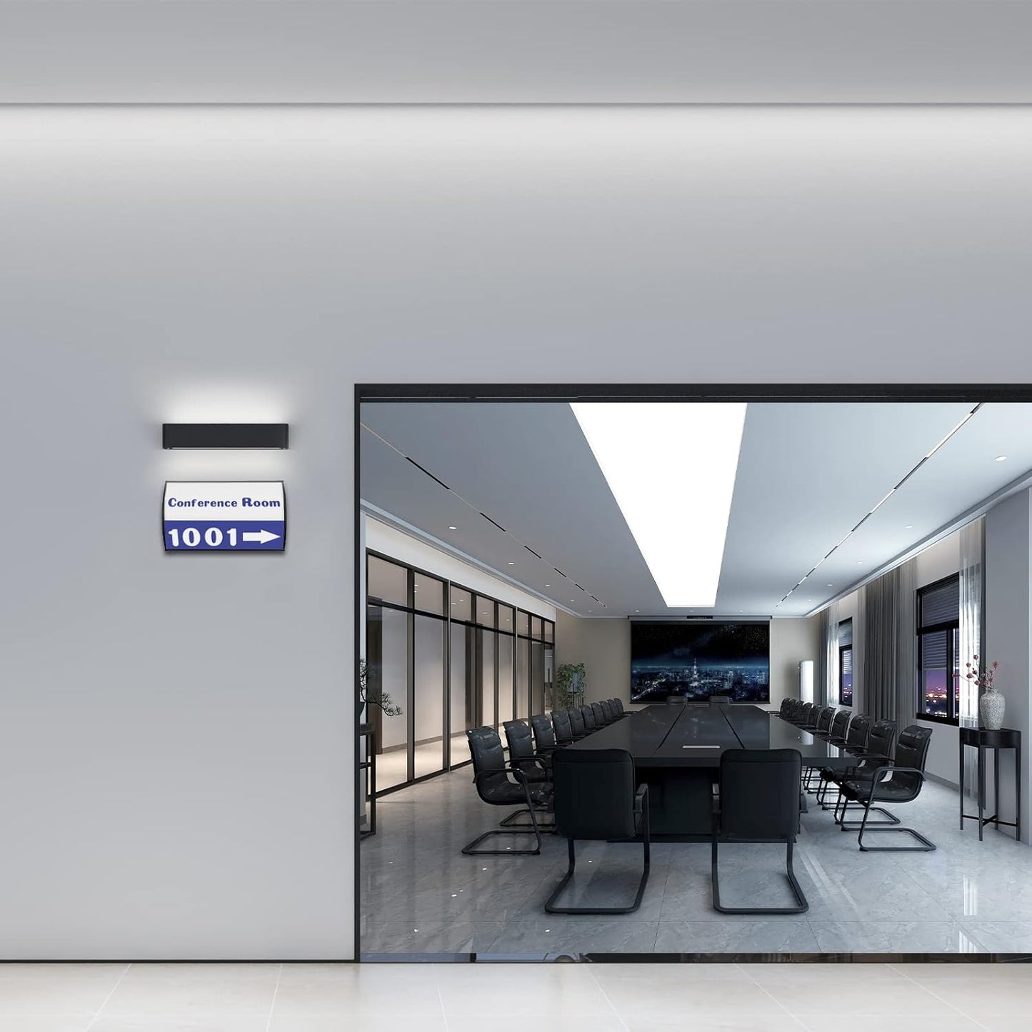 Office Sign Holder for Door - Curved Mount Name Plate Holder Frame Display 8 x 4 Inches Set of 2 Sturdy Aluminum with Adhesive Tape, Plastic Film Included