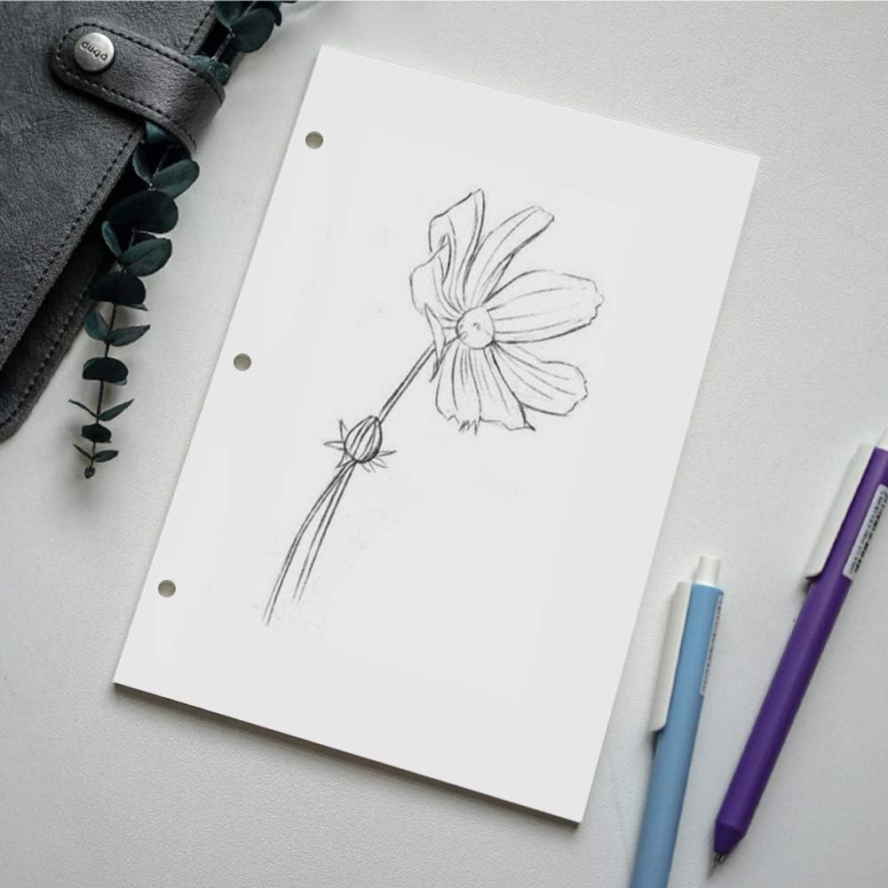 (5-Pack) A5 Filler Paper, 3 Hole Planner Refills, Organizer, Loose-leaf Binder Paper, Total 500 Sheets/1000 Pages, 100gsm, Blank, White Paper, 5.8 x 8.2 Inch, 3 Hole Filler Paper