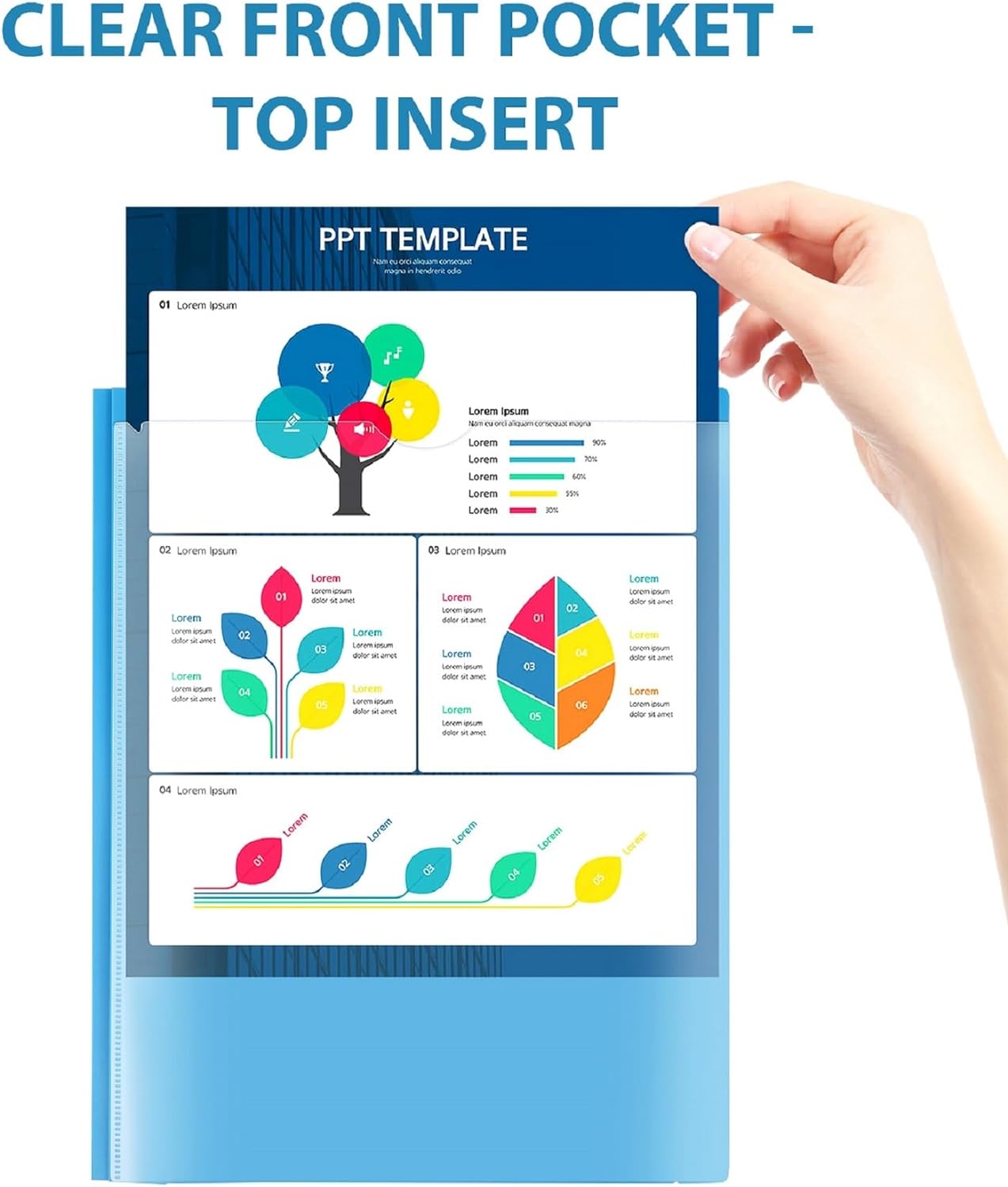 16 Packs Heavy Duty 3 Pockets Folders with Prongs, Plastic Folders with Clear Front Pocket, for Letter Size Paper, Assorted Colors/Card Slot for Class Office Home