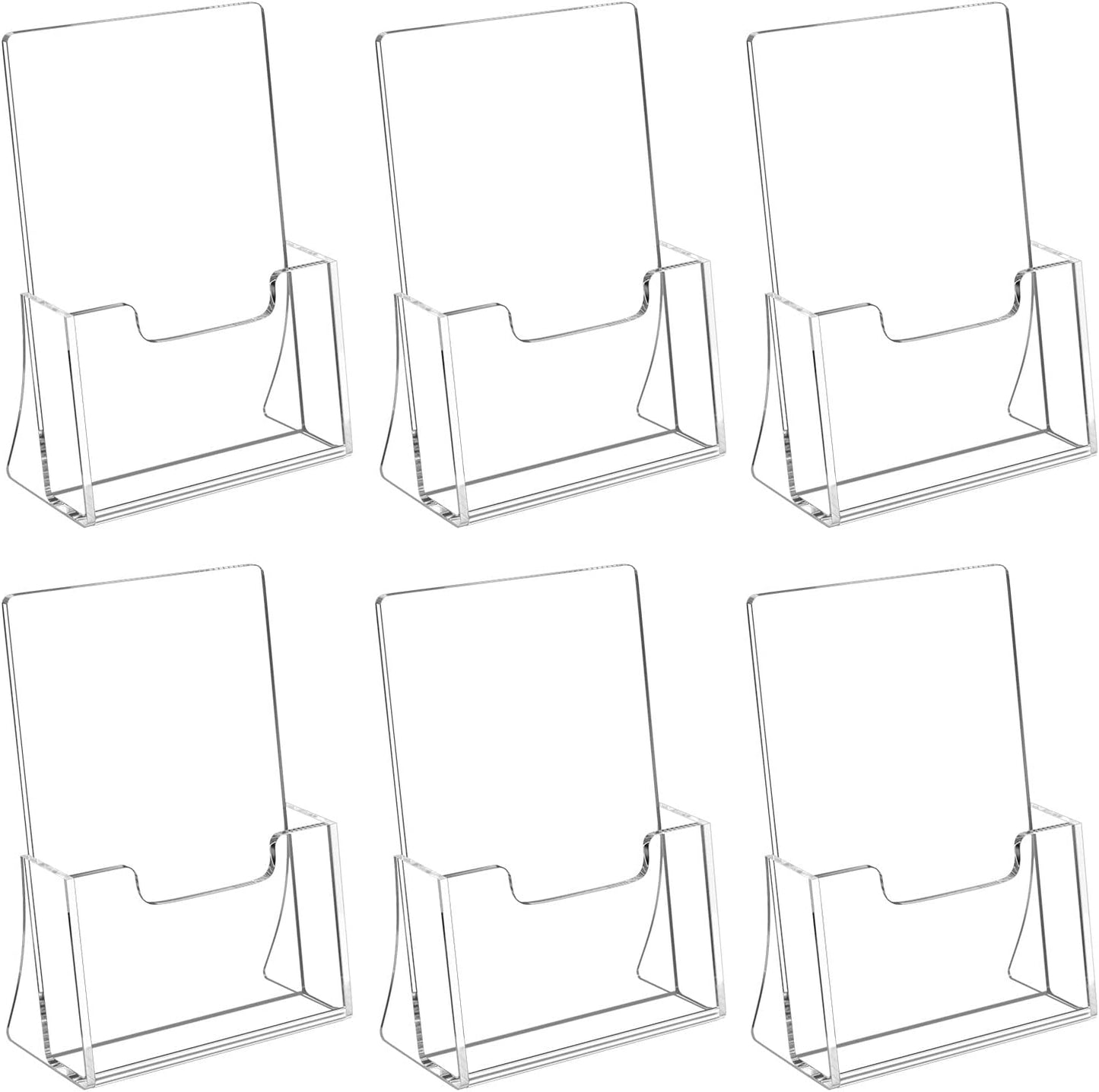 HIIMIEI Brochure Holder 8.5 x 5.5 inches, Acrylic Flyer Holder with 6 Pack, Plastic Stands for Displaying Magazines, Pamphlets, Literature, Brochures, Booklets, Menu