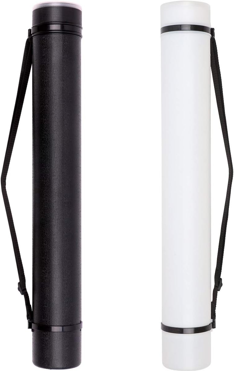 TRANSON 2-pack Durable Poster Storage Tube with Straps 24"-40" Extendable for Blueprints, Artwork, Maps, Posters