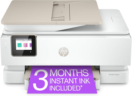 HP ENVY Inspire 7955e Wireless Color Inkjet Printer, Print, scan, copy, Easy setup, Mobile printing, Best-for home, 3 month Instant Ink trial included, White