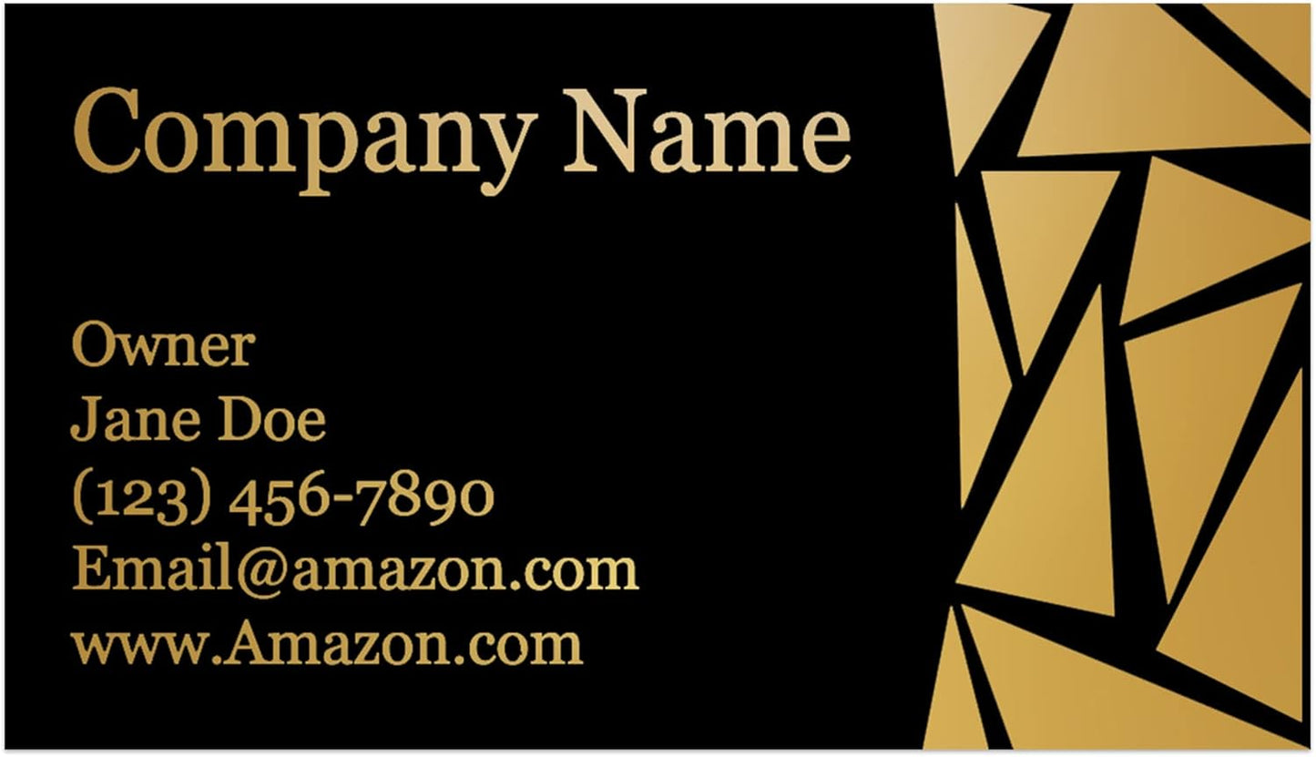 Personalized Gold Foil Black Business Cards 100 Pack - 3.5" x 2" Cards - 14 PT Thick Sturdy Cards - Unique Shiny Gold Foil - Made in the U.S.A. (Gold Shattered)