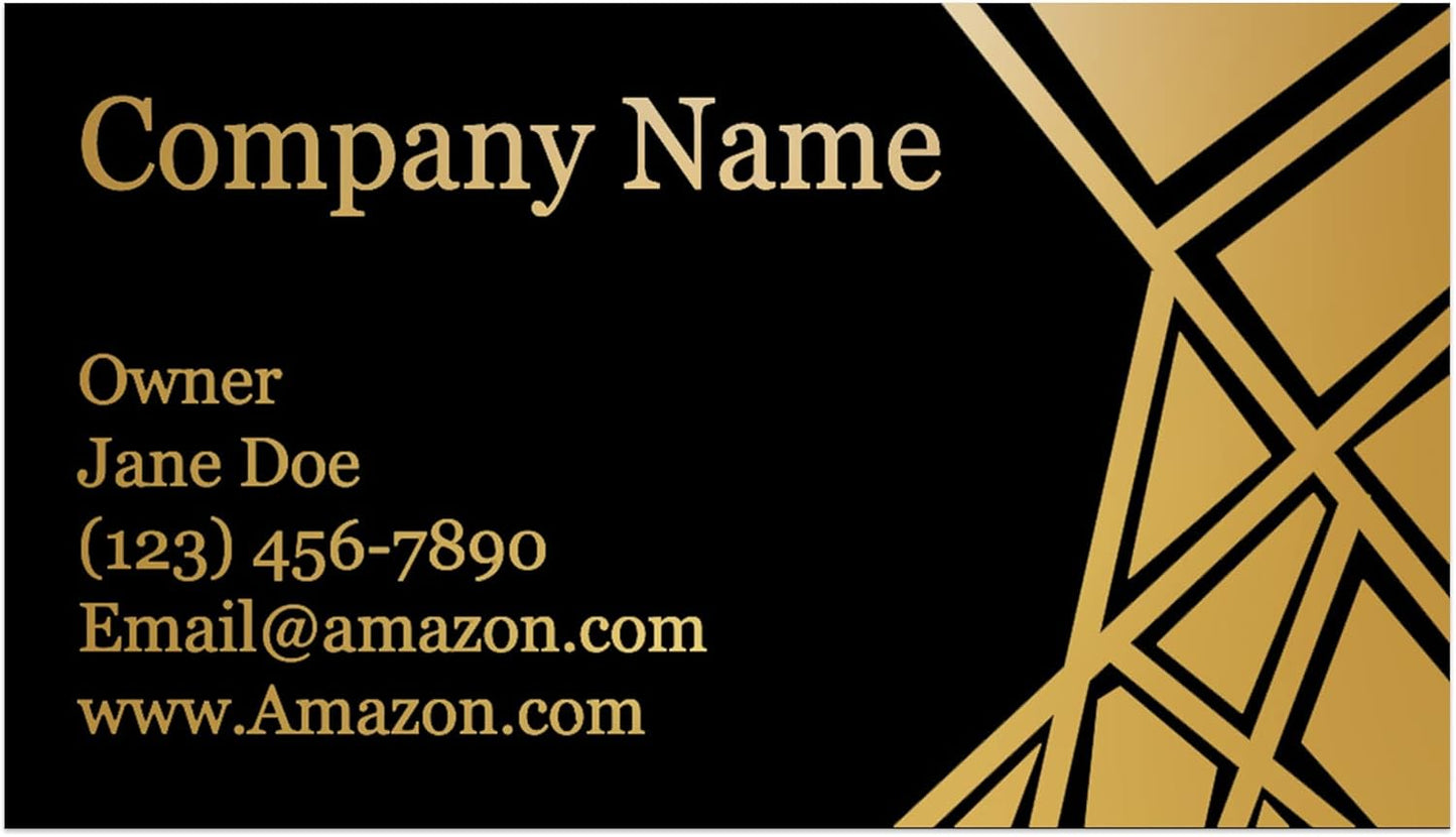 Personalized Gold Foil Black Business Cards 100 Pack - 3.5" x 2" Cards - 14 PT Thick Sturdy Cards - Unique Shiny Gold Foil - Made in the U.S.A. (Gold Geometric)