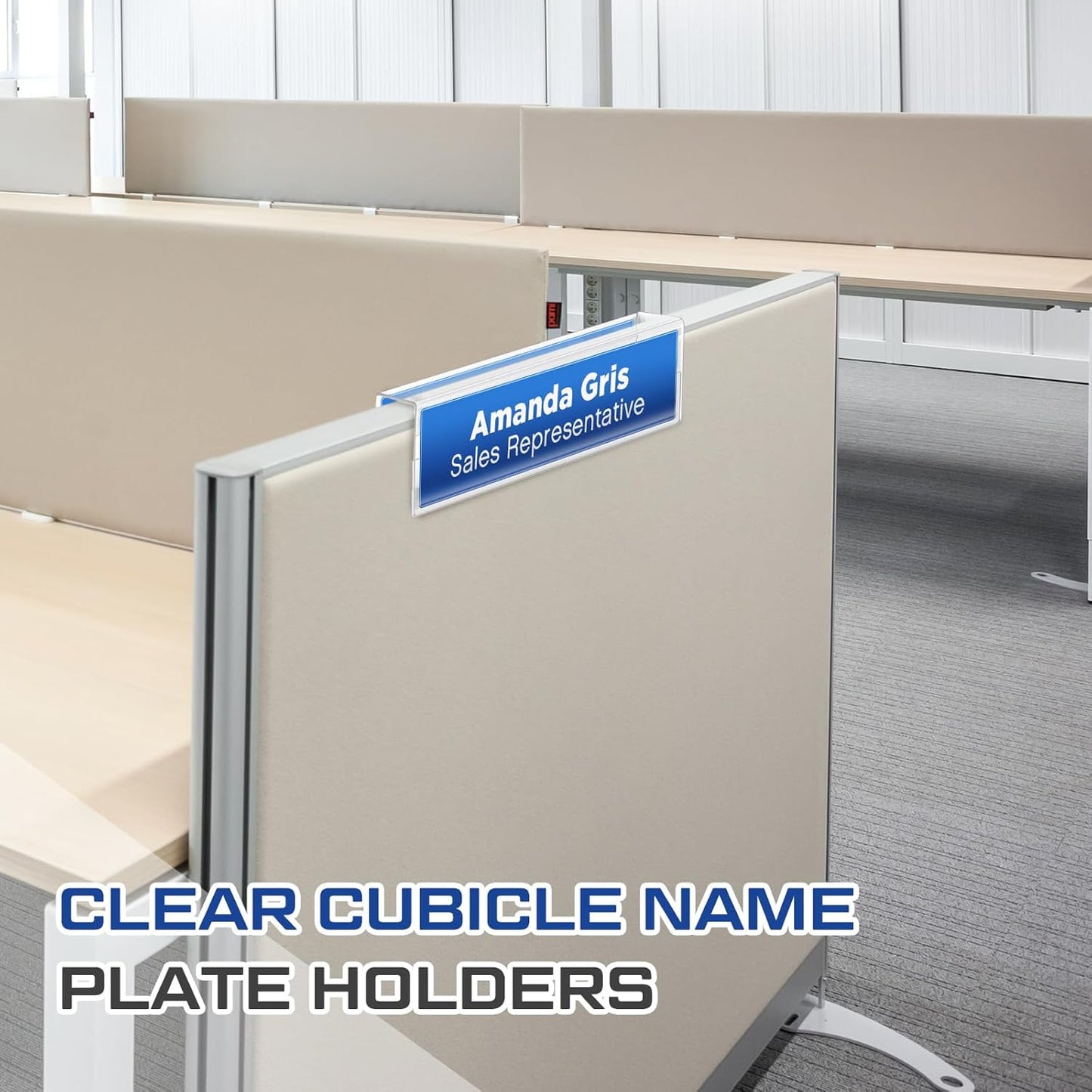 20 Pcs 2.25 Inch Cubicle Name Plate Holders Bulk Clear Double Sided Name Sign Tags for Home Library Doors Office Classroom 8.5 x 2.5 x 2.4 Inch