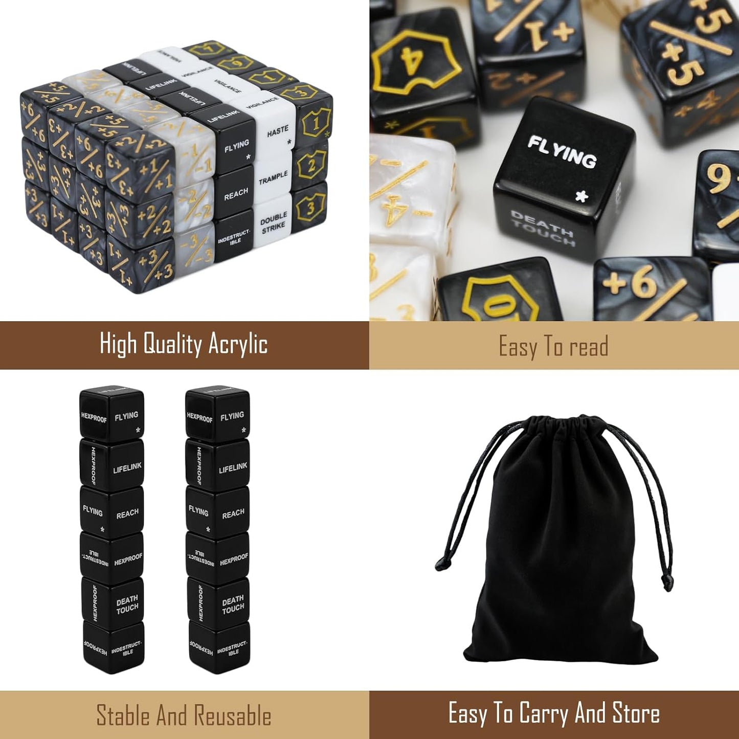 62PCS MTG Dice Counters Bulk Ability Keywords MTG Tokens Shield Life Counter Dice Set for Magic Card Accessories, Compatible with TCG Card Game Accessories CCG Creature Stats