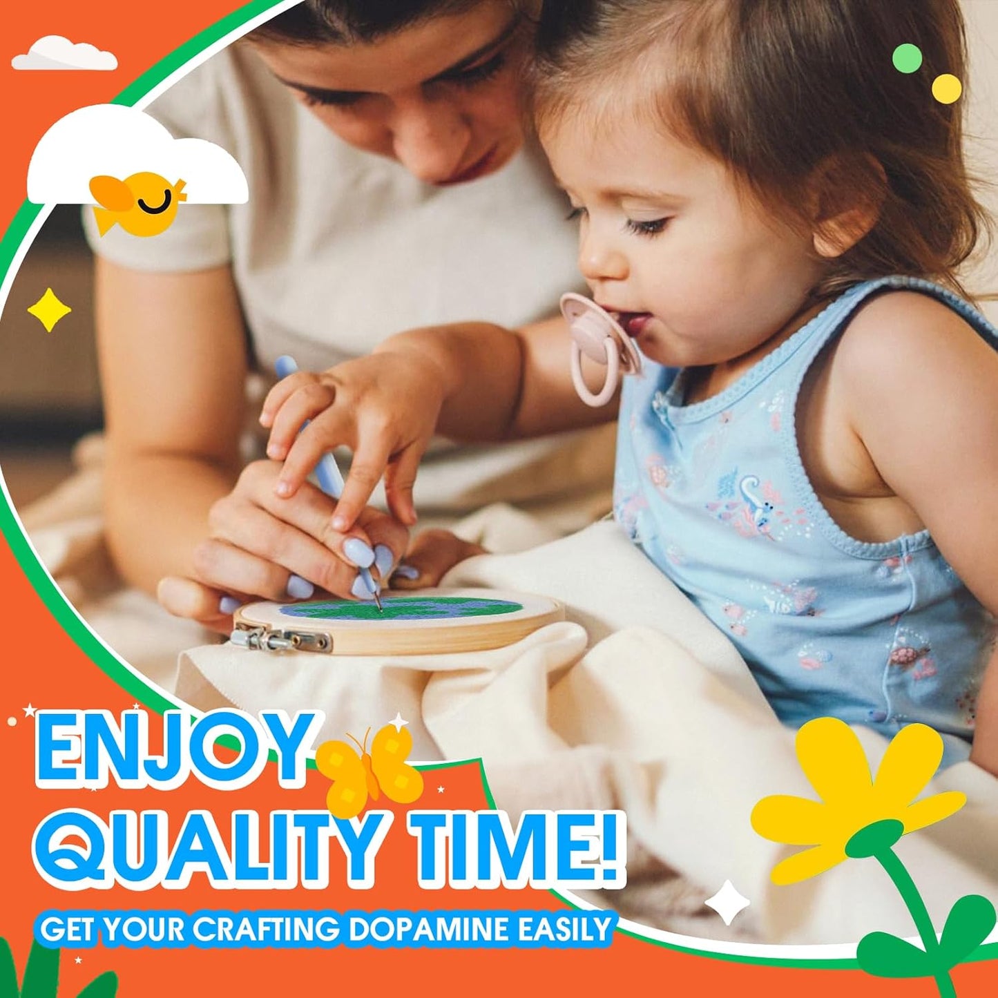 yuegool 2PCS Punch Needle Decoration Kit,Easy DIY Punch Needle Embroidery Kit for Beginners Adults Kids Including Patterns, Tools, Yarns, Hoop, Instruction, Bracket Art Craft Supplies