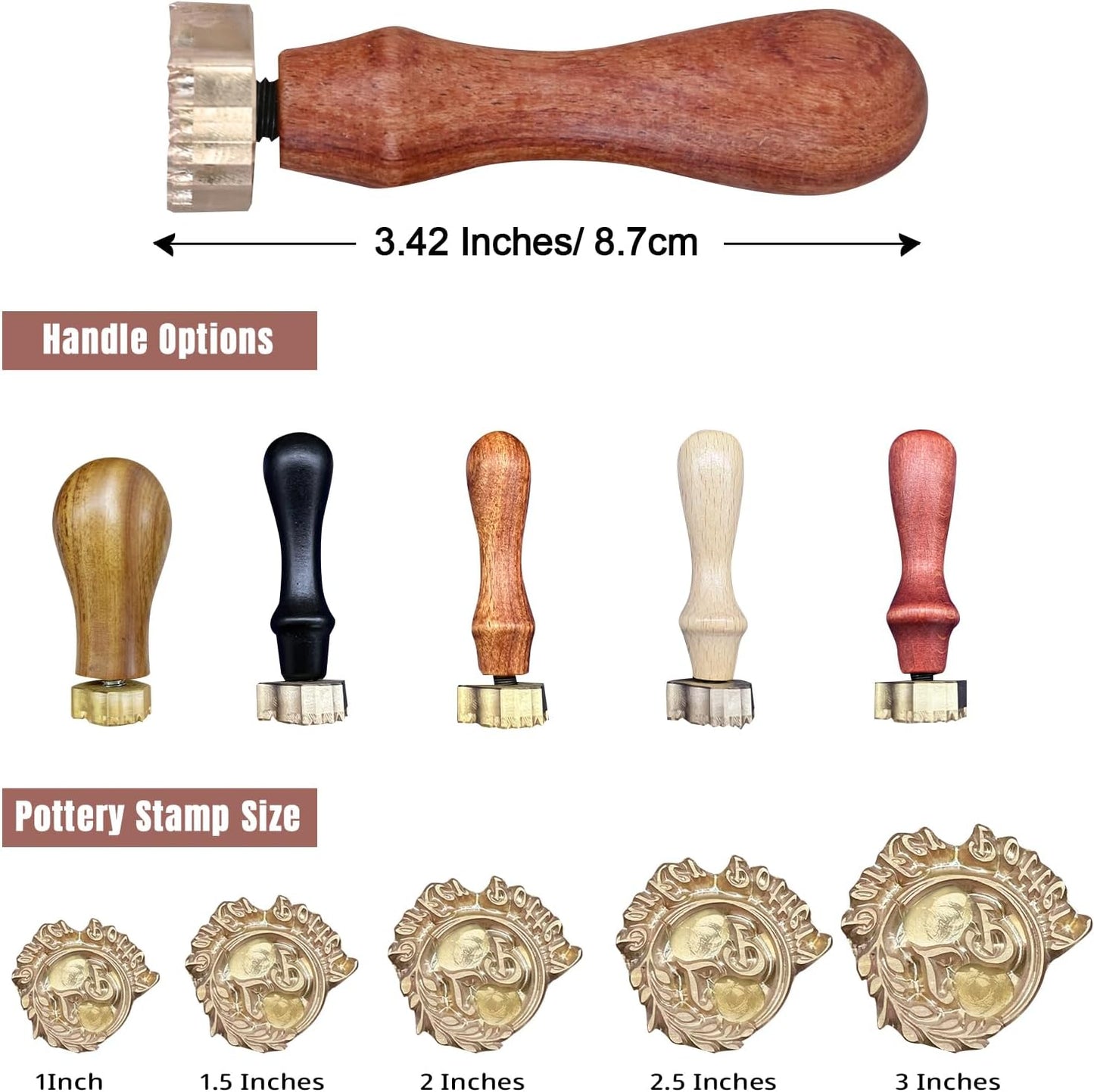 KAINSY Custom Pottery Stamp, Personalized Clay Stamp with Own Design, Create Unique Imprints in Pottery, Handcrafted Potters Lovers Gift, Polymer Clay Tools (2 inch)