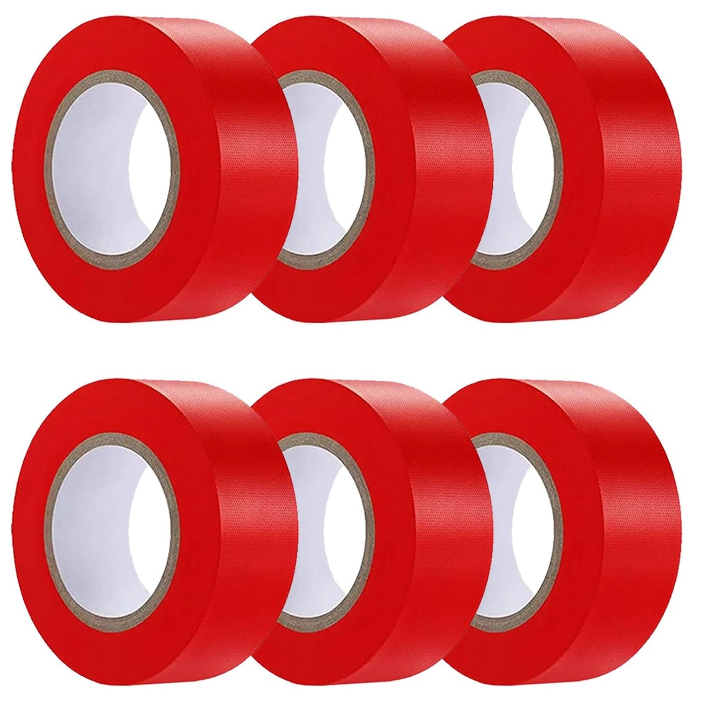 6 Pack Red Flagging Tape, Non-Adhesive Plastic Ribbon Neon Marking Roll, 1inch*600ft, Marking Tape for Tree Marking, Hunting, Boundaries and Hazardous Areas,Trail Marking