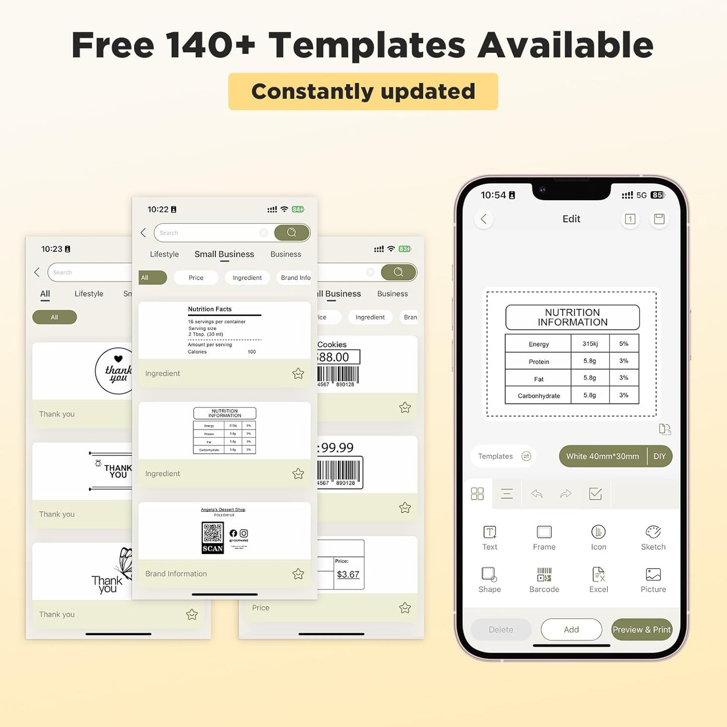 SUPVAN T50M Pro Bluetooth Label Maker Machine with 4 Tapes, Wide Waterproof Label, Versatile App with 40 Fonts and 450+ Icons, Inkless Labeler for Home, Kitchen, School, Office Organization, Black
