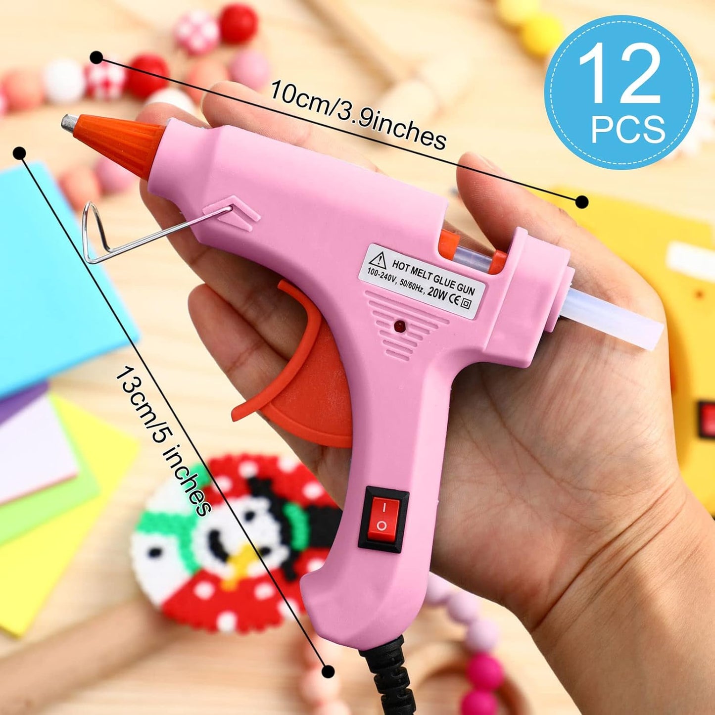 Zhengmy 12 Pcs Mini Glue Gun Crafts Hot Melt Guns Low Temp Glue with Burn Protection Fast Preheating and Easy Squeeze Trigger for School DIY Arts Class Projects Home Quick Repairs, 20 W (Multicolor)