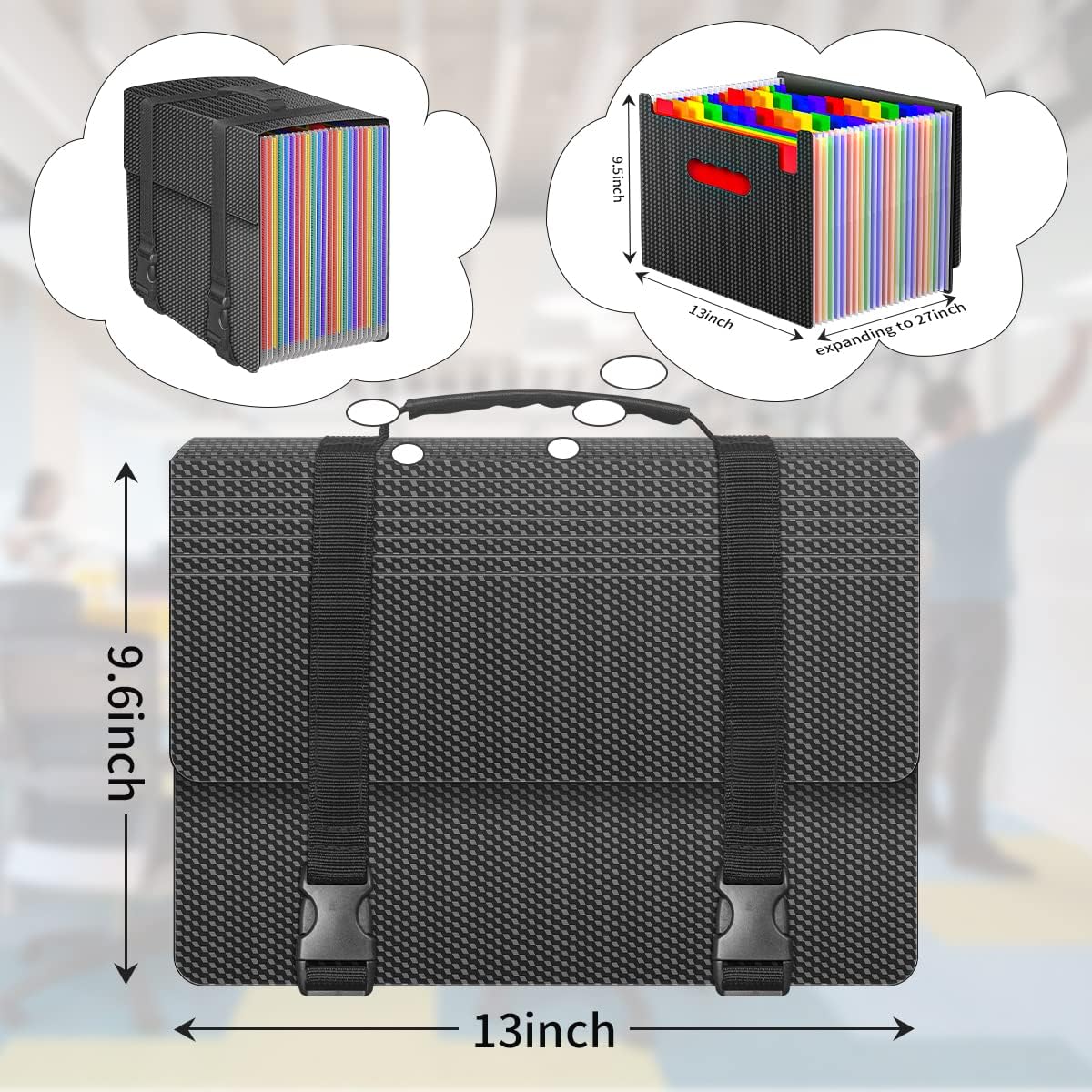 Expanding File Folders,Accordion File Organizer with Handle,25 Pockets Portable Filing Box for Paperwork Documents Paper,A4/Letter Size
