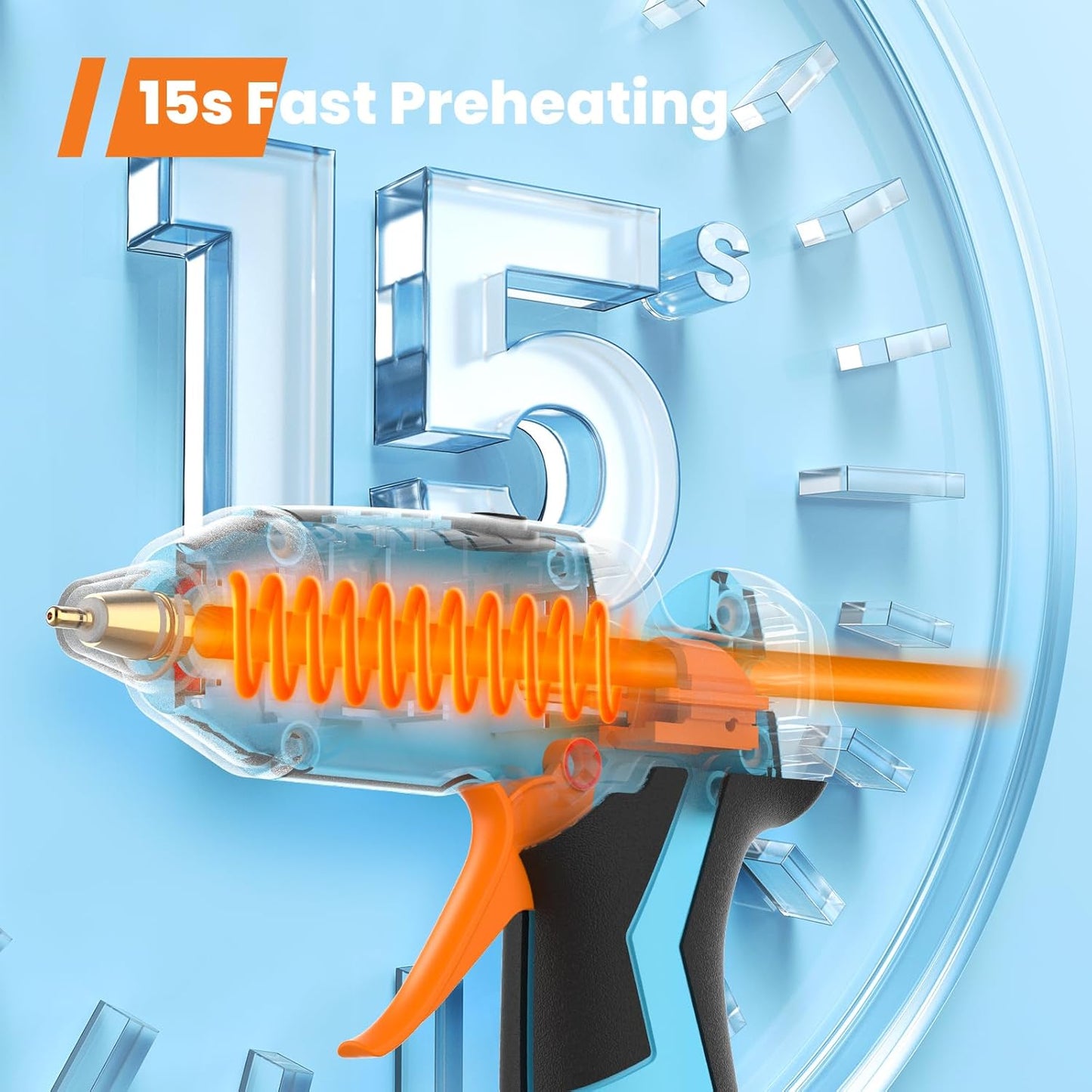 Cordless Hot Glue Gun, GoGonova 15s Fast Preheating 5Ah Built-in Battery Hot Melt Glue Gun, Smart Power-Off, Kit with 25 Pcs Premium Mini Glue Sticks and USB-C Charging Port