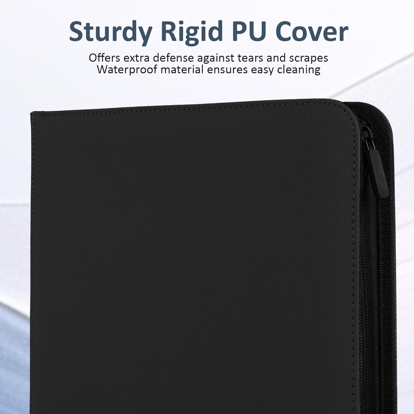 Trading Card Binder 9 Pocket with Zipper, Fvxldcz PU Cover Card Collection Binder 540 Cards Sleek Side-Loading Card Album, Sturdy Card Collection Folder for TCG, MTG, Yugioh, Sport Cards