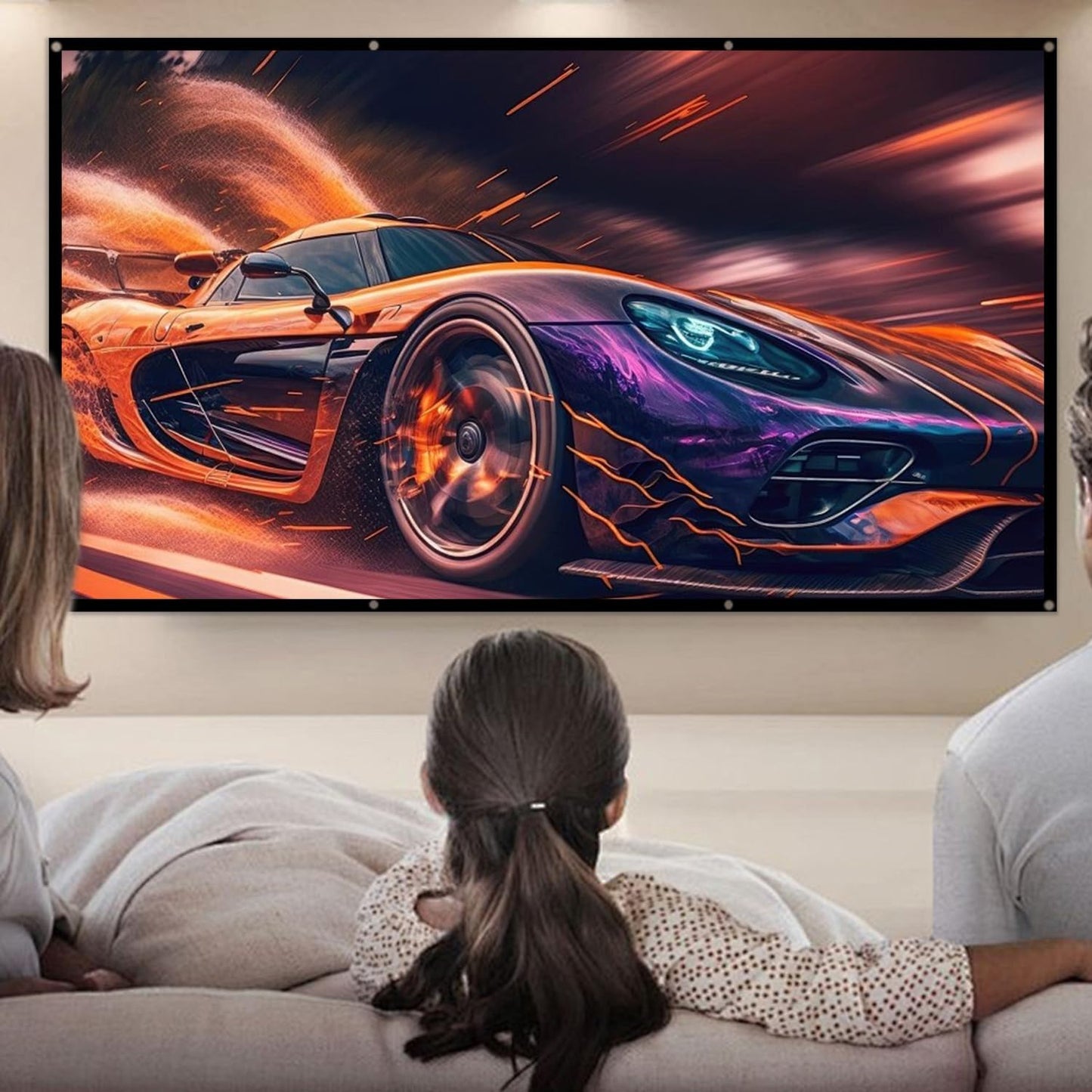 100 Inch Portable Projector Screen Outdoor: 4K HD Anti-Crease Foldable Indoor Hanging Wall Home Theater Screen