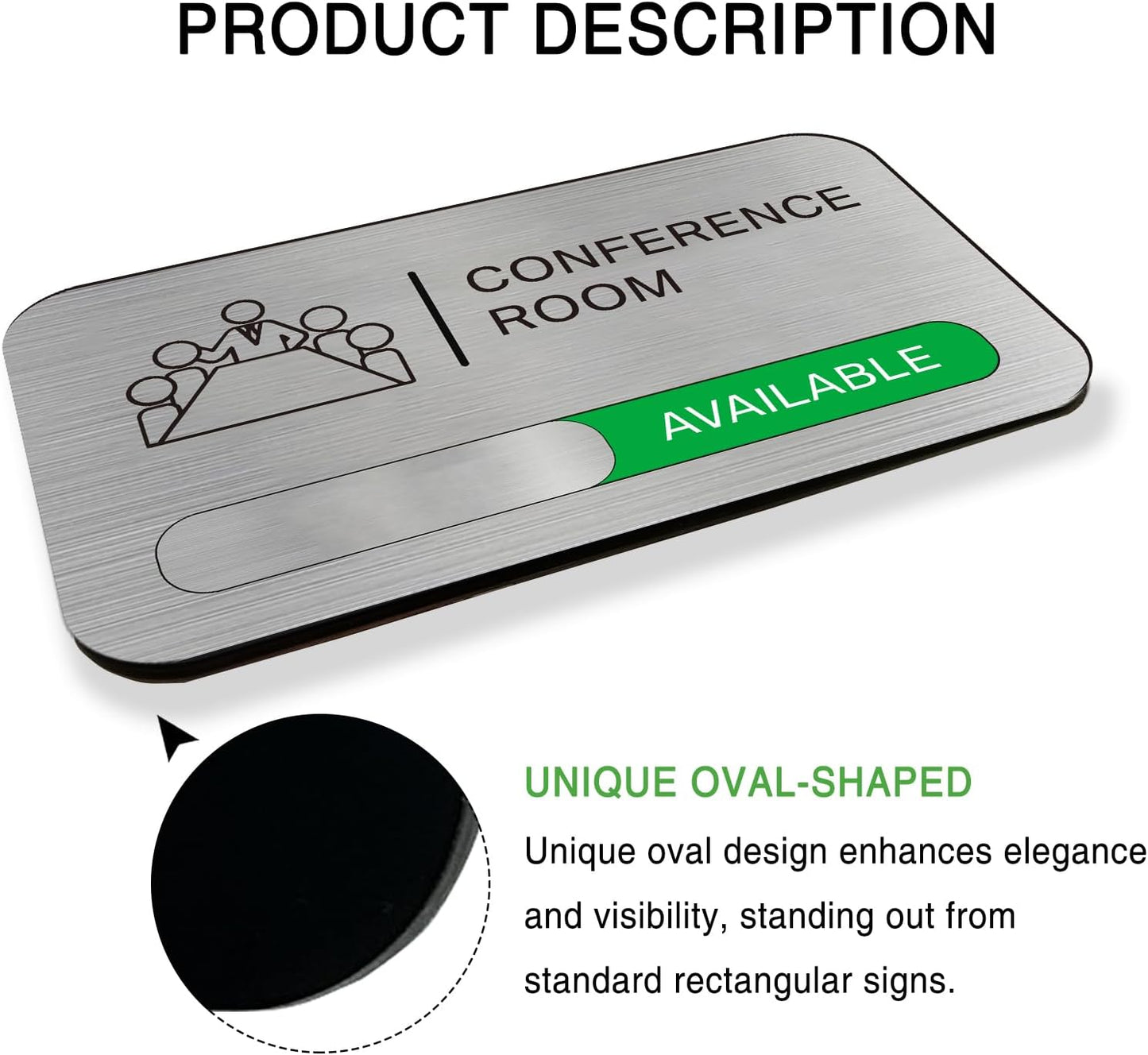 Acrylic Office Meeting Room Door Sign, 8.8 x 5.1 inches, Silver, Minimalist Style