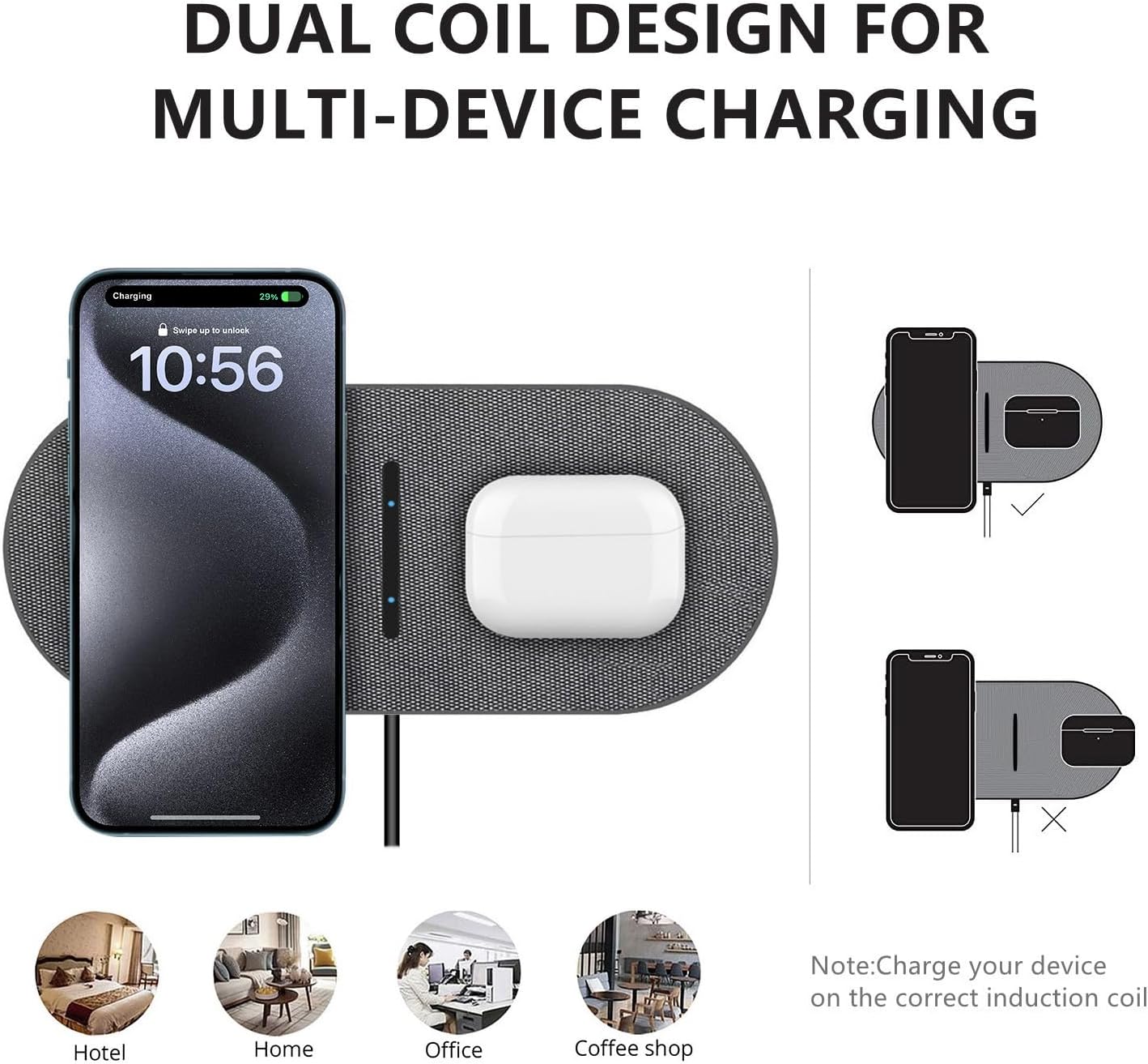 40W Wireless Charging Pad, Dual 20W Fast Wireless Charging Mat for iPhone 16 15 14 13 12 11/Pro/Pro Max/SE/X/XS,Apple Airpods 4/3/Pro,15W Wireless Charger Station for Samsung Galaxy/Note/Bud+