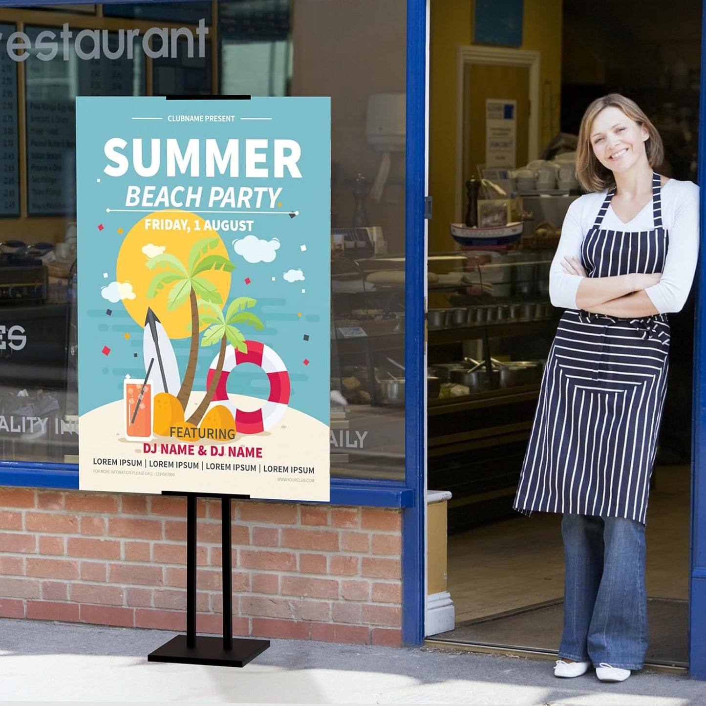 Sign Stand, Poster Stand, Adjustable Floor Standing Sign Holder, Suitable for Signs Up to 42 Inches, Ideal for Weddings, Restaurants, or Businesses(2 PACK)