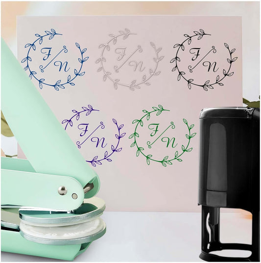 Personalized Wedding Embosser Stamp， Custom Book Business Card Paper Document Notebook, Self Inking Stamp，Book Lover Gifts，Christmas Gifts (Style11)