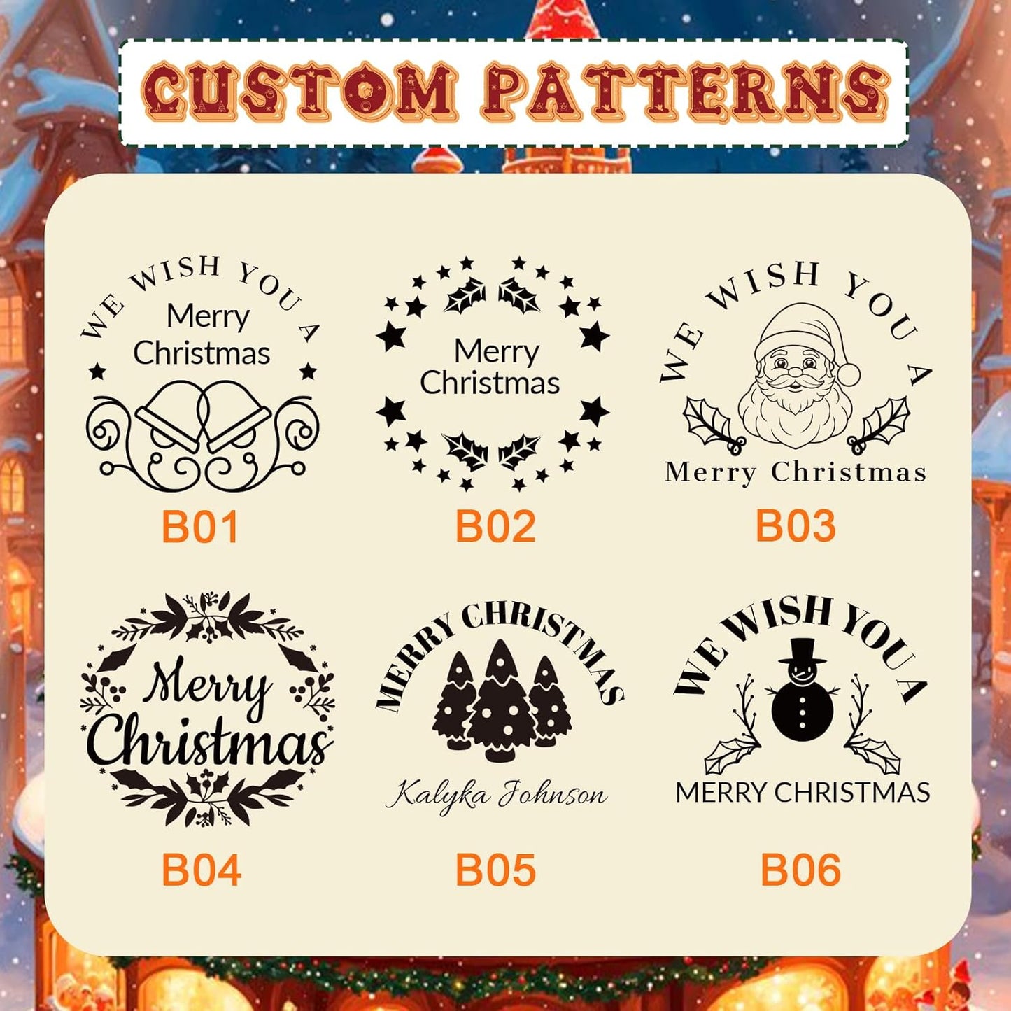 HDSD Custom Embosser - Personalized Book Embosser with Your Message or Design -Suitable for Wedding Invitations, Envelopes & Books (Christmas Patterns)