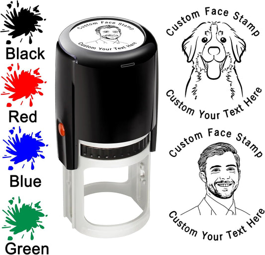 Custom Photo Face Stamp Self Inking Personalized Teacher Stamper with Portrait & Text, School Office Business Rubber Stamp Gift for Pets, Kids, Friends & Family