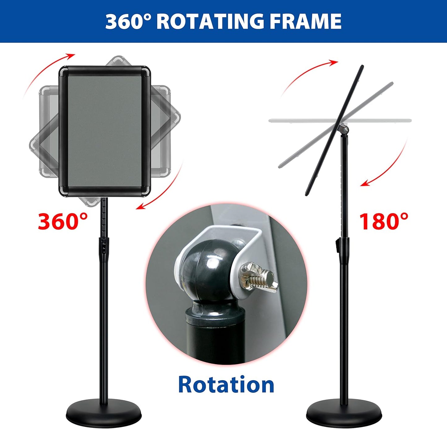6-Packs Sign Holder Stand for Display 11x17 Inch - Adjustable Floor Standing Sign Holder - Pedestal Poster Stand with Vertical & Horizontal View, Indoor/Outdoor Business & Store Signage(Black)