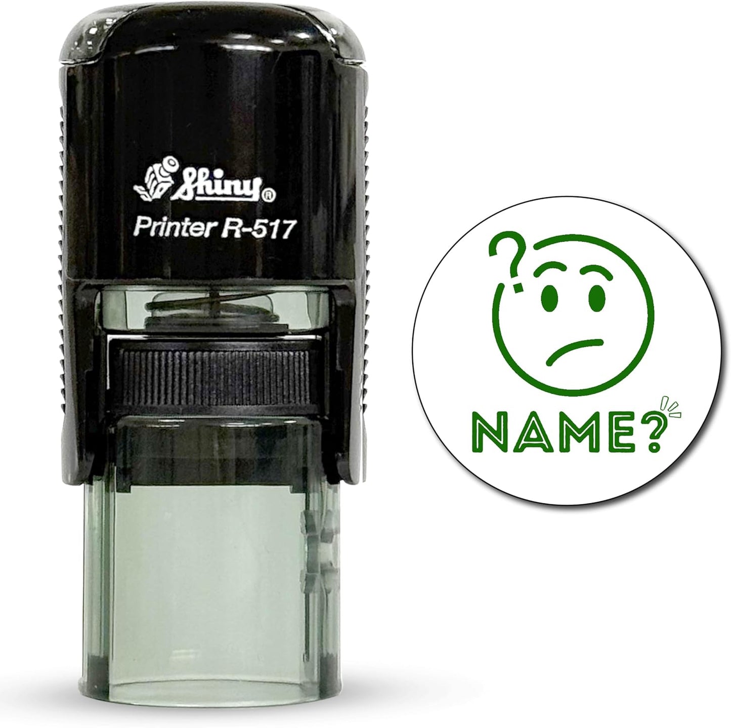 Shiny No Name Teacher Stamp, Round Self Inking Stamp for Classroom, Green Ink
