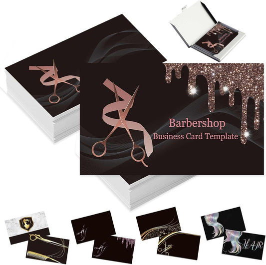 Custom Business Cards Personalized Business Cards with Photo for Small Business Customized with Logo Text 1000 500 200 100 Double Sided Printable Waterproof Business Cards-Barbershop Template