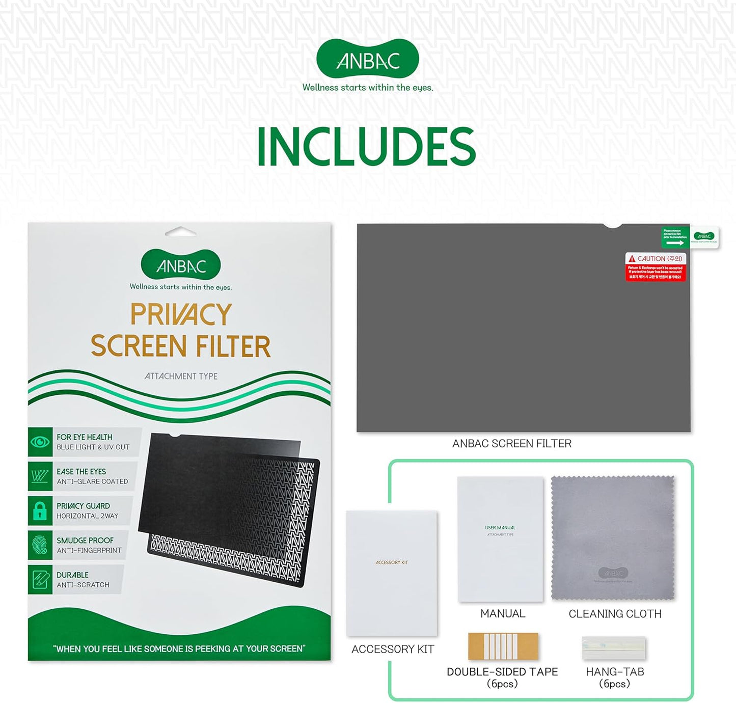 15.4 Inch Laptop Privacy Screen Shield for 16:10 Wide Display - Anti Glare Computer Privacy Screen Cover | Blue Light Blocking Screen Protector | Scratch Resistant UV Filter | Attachment Type