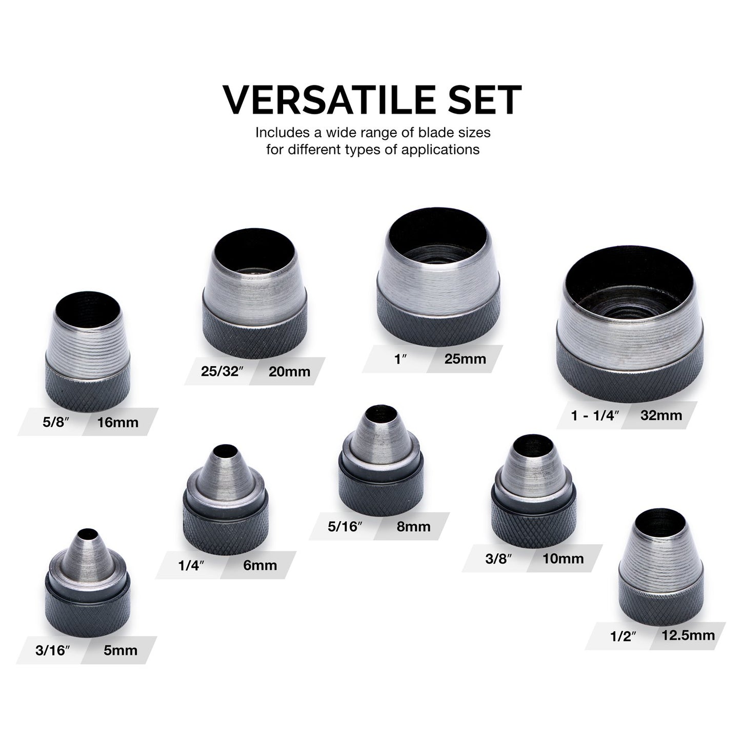 NEIKO 02614A Interchangeable Large Hollow Hole Punch Tool Set, 10 Piece, Gasket Maker, Heavy Duty Gasket Punch Set, Includes Hole Puncher Tool Carrying Case, Leather Punch Set