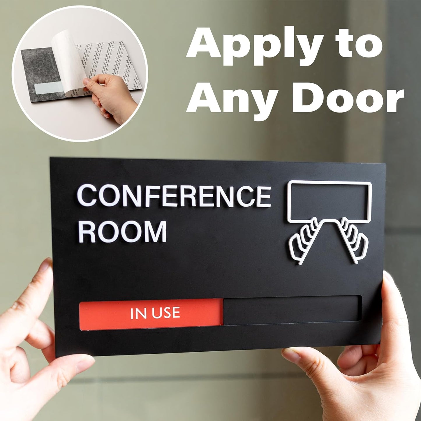 Office Door Signs for Conference Room, Meeting In Progress Door Sign, In Use Available Slider Indicator Tells Whether Room Vacant Or Occupied