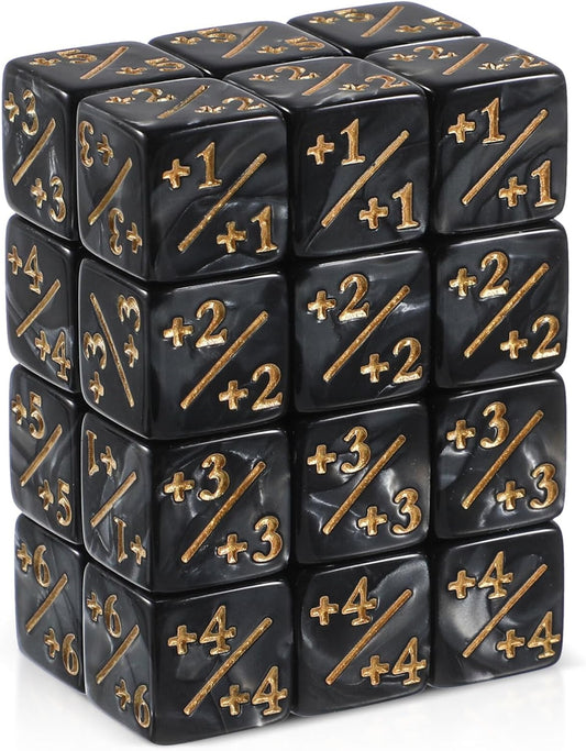STOBOK 24Pcs Token Dice Counters, MTG Dice MTG Counters, -1/+1 Counters D6 Acrylic Cube Dice Compatible with MTG, CCG Card Gaming Accessory Board Game